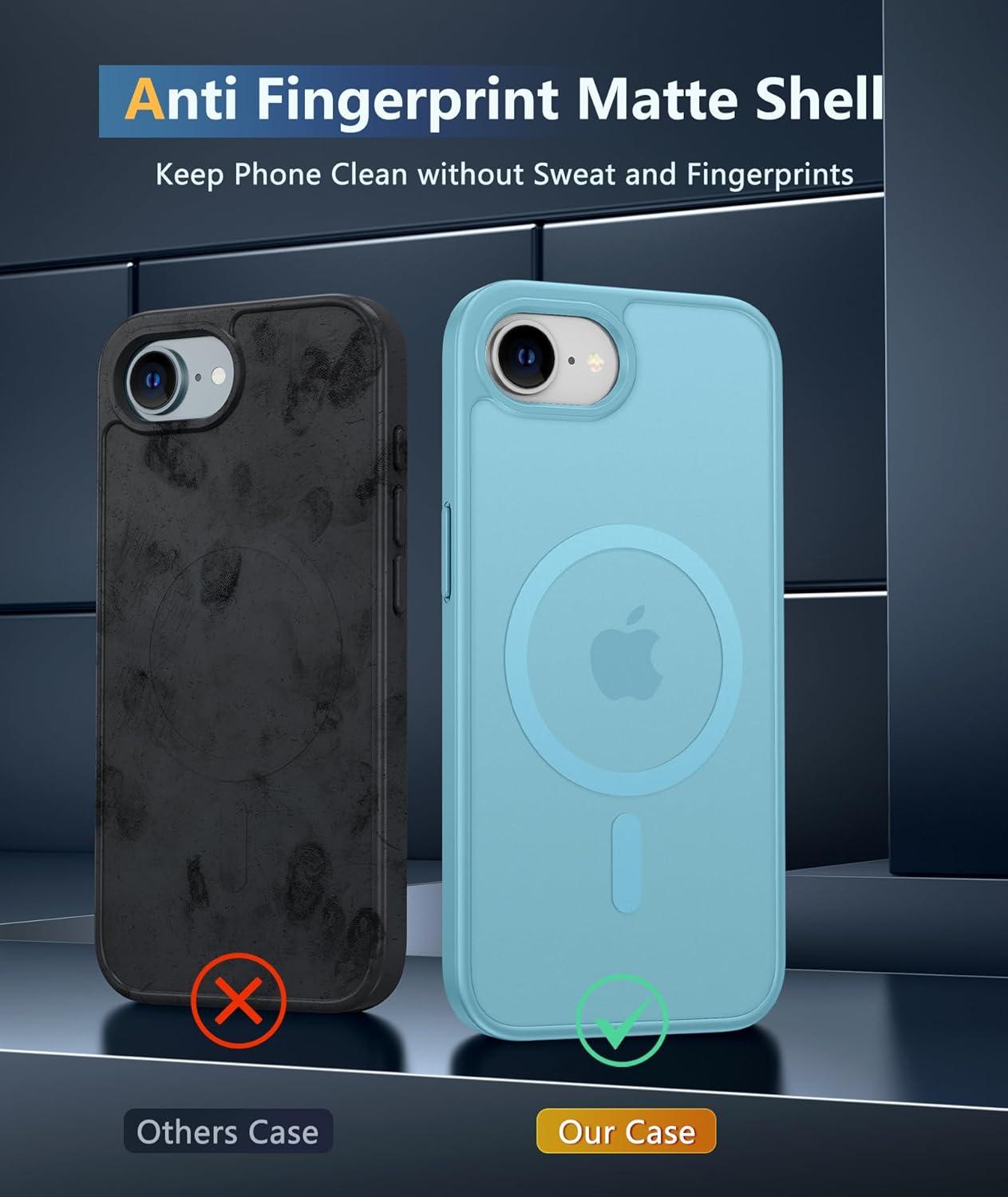 imageFNTCASE for iPhone 15 Pro Case Compatible with Magsafe Translucent Matte Magnetic Phone Cover Military Grade Drop Protection Shockproof Protective Cases BlackTeal
