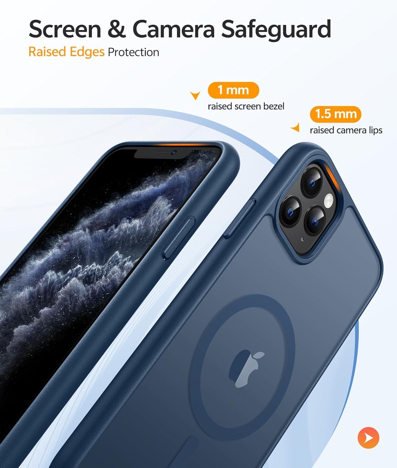 imageFNTCASE for iPhone 15 Pro Case Compatible with Magsafe Translucent Matte Magnetic Phone Cover Military Grade Drop Protection Shockproof Protective Cases BlackBlue
