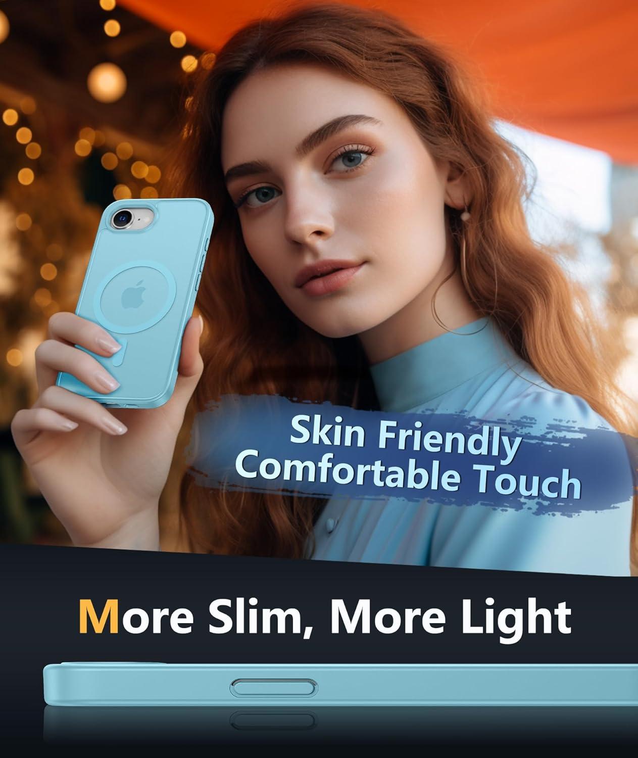 imageFNTCASE for iPhone 15 Pro Case Compatible with Magsafe Translucent Matte Magnetic Phone Cover Military Grade Drop Protection Shockproof Protective Cases BlackTeal