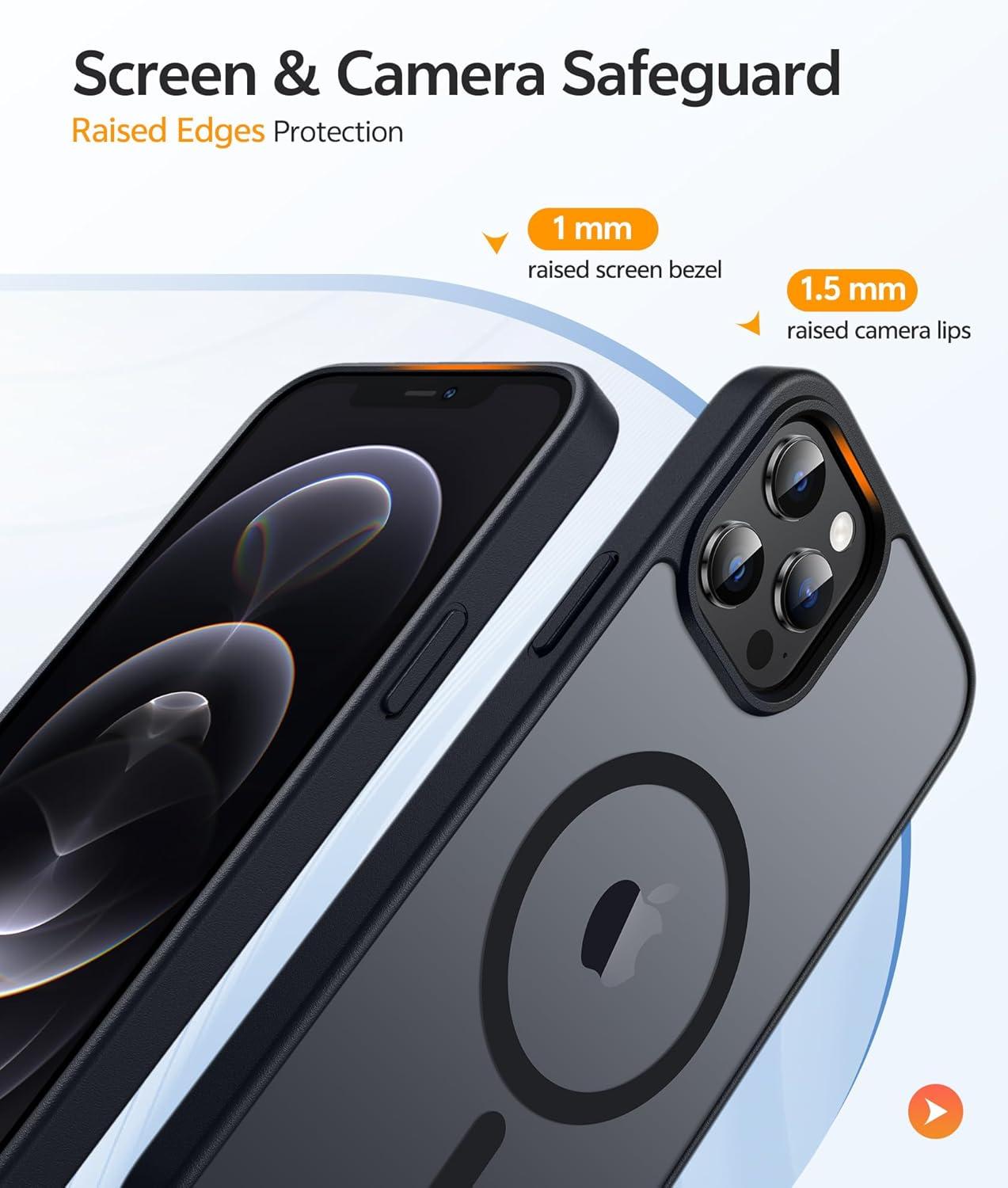 imageFNTCASE for iPhone 15 Pro Case Compatible with Magsafe Translucent Matte Magnetic Phone Cover Military Grade Drop Protection Shockproof Protective Cases BlackBlack