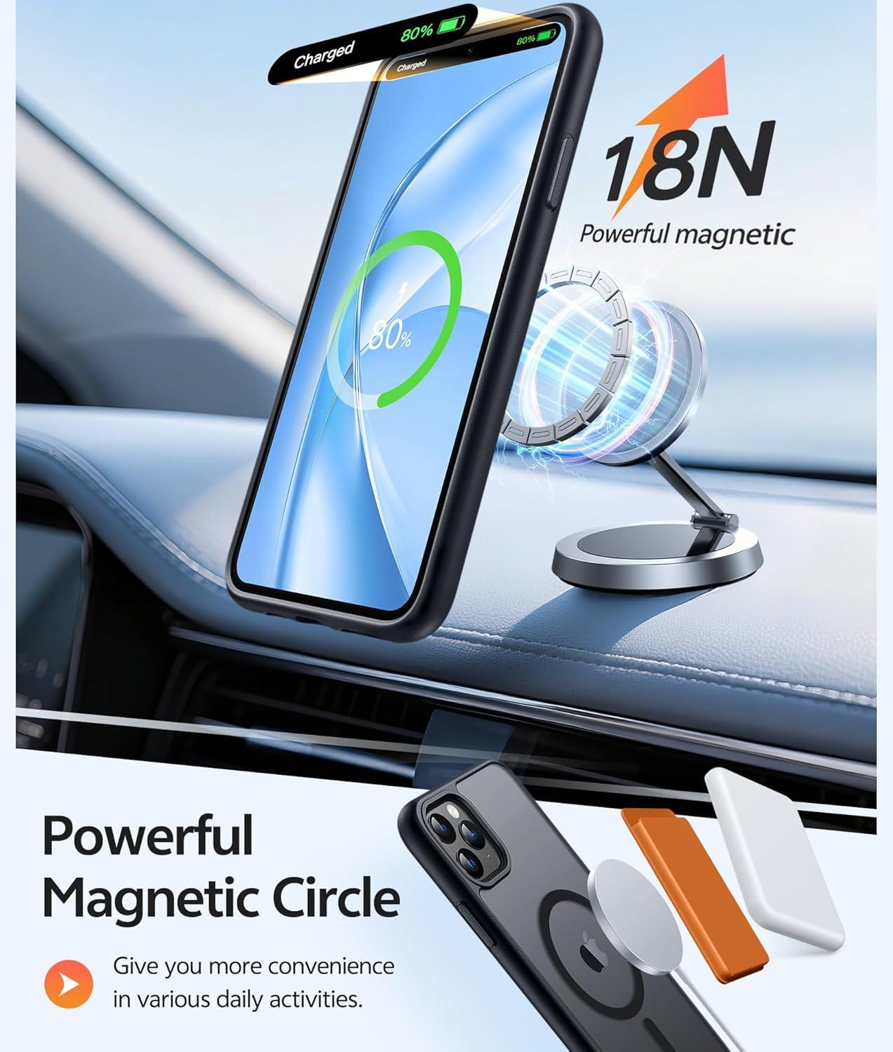 imageFNTCASE for iPhone 15 Pro Case Compatible with Magsafe Translucent Matte Magnetic Phone Cover Military Grade Drop Protection Shockproof Protective Cases BlackBlack