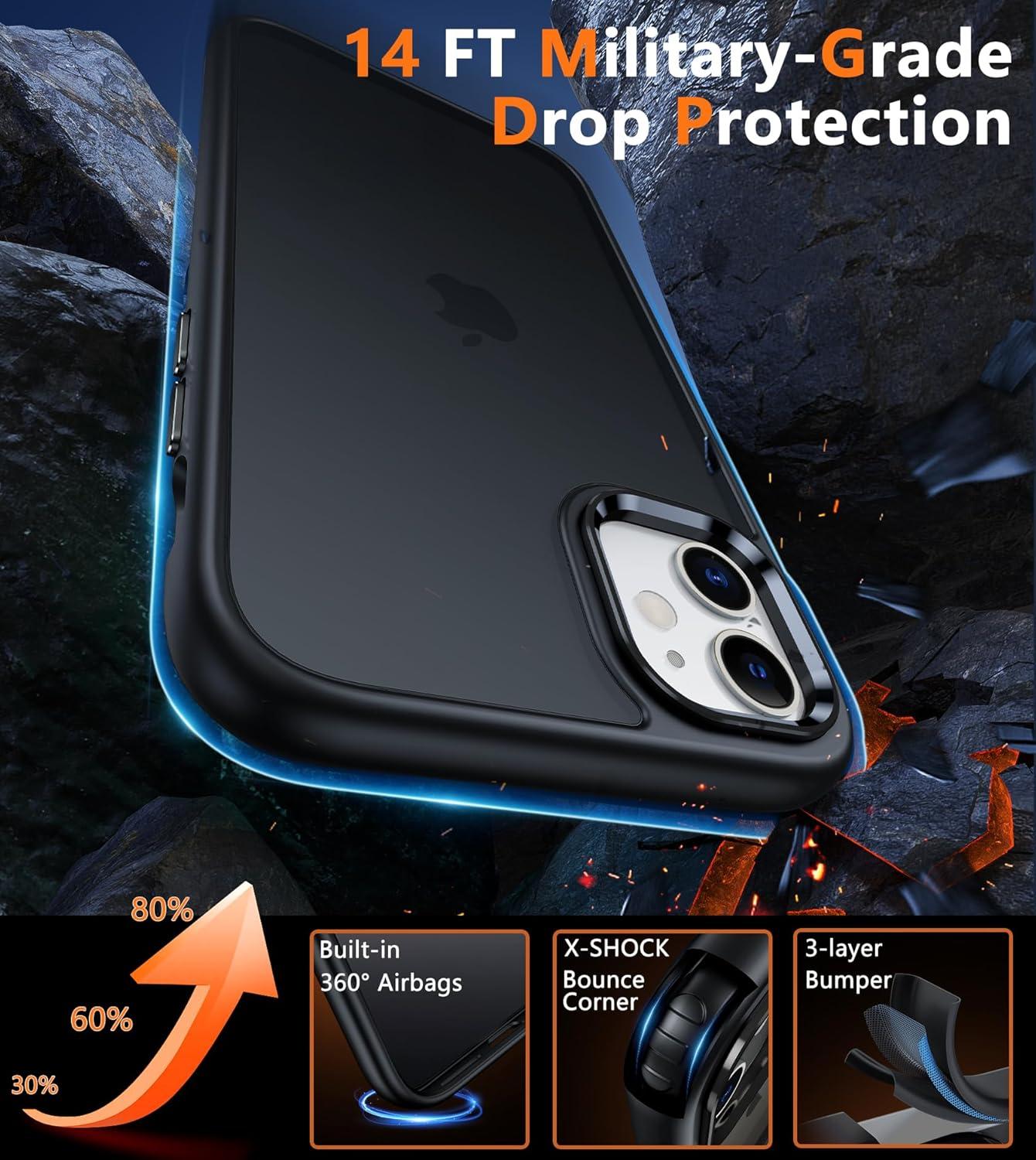 imageFNTCASE for iPhone 15 Pro Case Compatible with Magsafe Translucent Matte Magnetic Phone Cover Military Grade Drop Protection Shockproof Protective Cases BlackBlack Matte