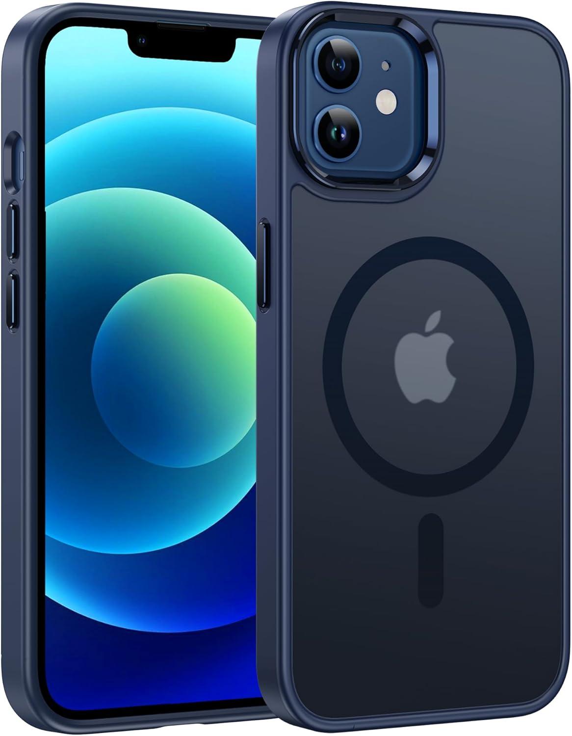 imageFNTCASE for iPhone 15 Pro Case Compatible with Magsafe Translucent Matte Magnetic Phone Cover Military Grade Drop Protection Shockproof Protective Cases BlackBlue
