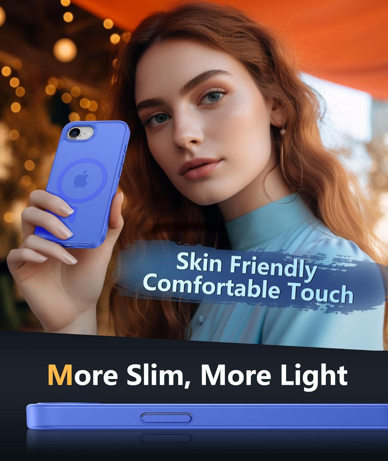 imageFNTCASE for iPhone 15 Pro Case Compatible with Magsafe Translucent Matte Magnetic Phone Cover Military Grade Drop Protection Shockproof Protective Cases BlackUltramarine