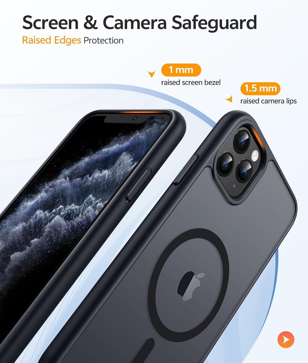 imageFNTCASE for iPhone 15 Pro Case Compatible with Magsafe Translucent Matte Magnetic Phone Cover Military Grade Drop Protection Shockproof Protective Cases BlackBlack