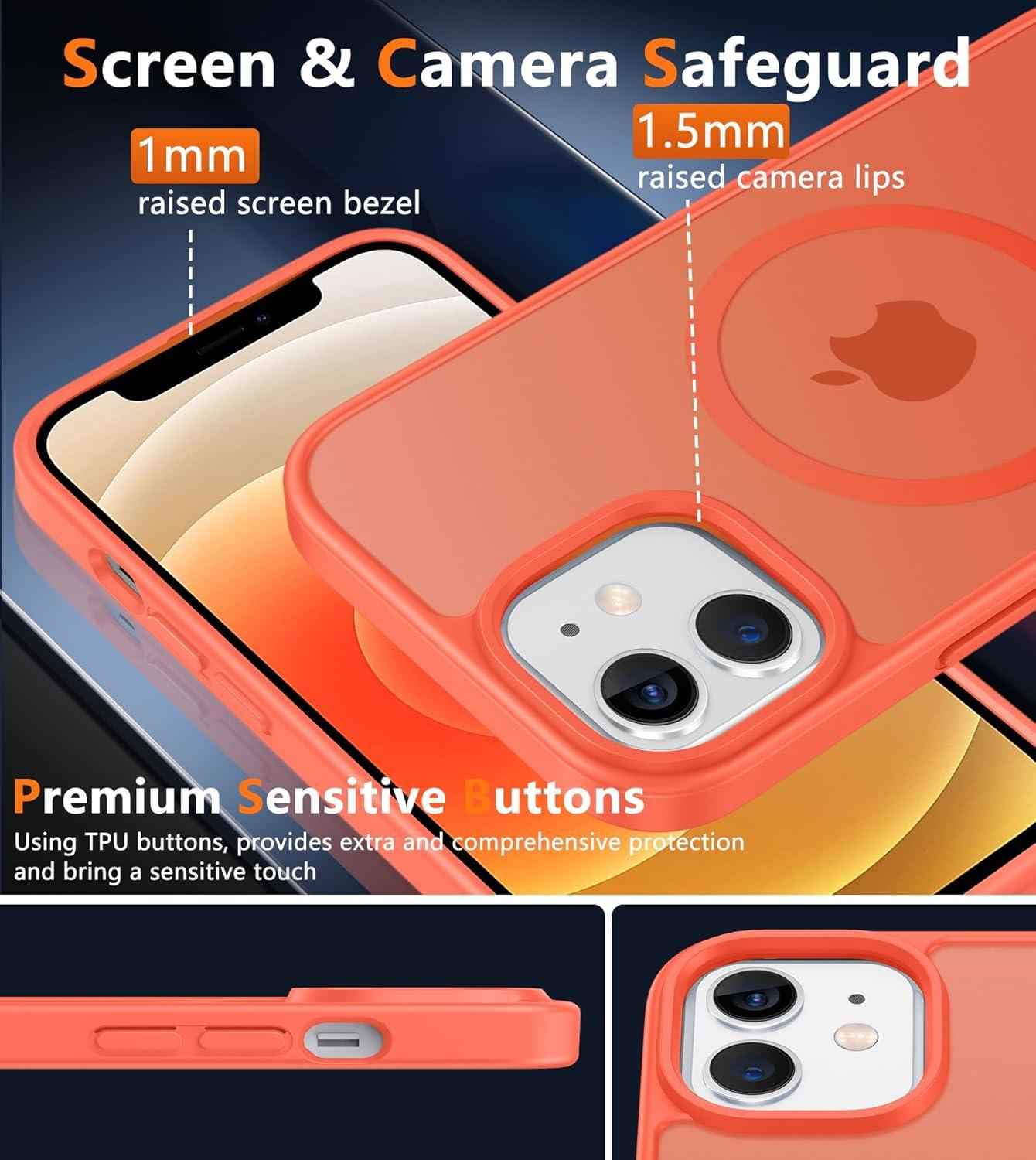 imageFNTCASE for iPhone 15 Pro Case Compatible with Magsafe Translucent Matte Magnetic Phone Cover Military Grade Drop Protection Shockproof Protective Cases BlackOrange