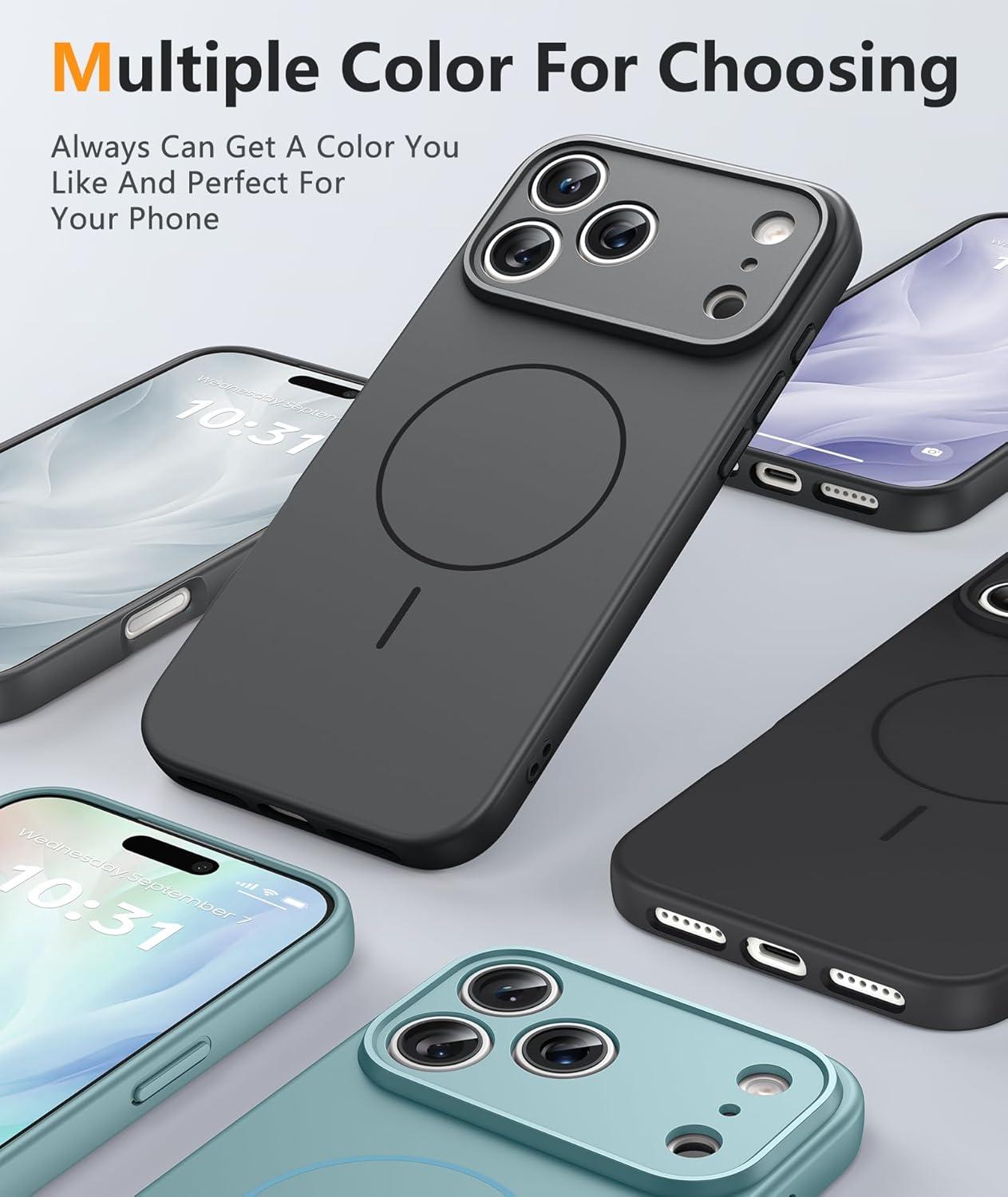 imageFNTCASE for iPhone 15 Pro Case Compatible with Magsafe Translucent Matte Magnetic Phone Cover Military Grade Drop Protection Shockproof Protective Cases BlackFull Gray