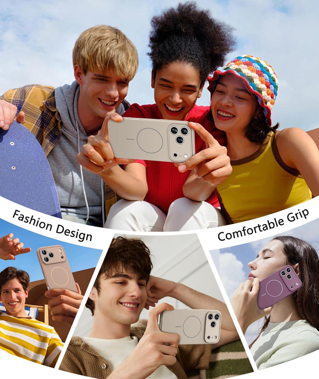 imageFNTCASE for iPhone 15 Pro Case Compatible with Magsafe Translucent Matte Magnetic Phone Cover Military Grade Drop Protection Shockproof Protective Cases BlackFull White