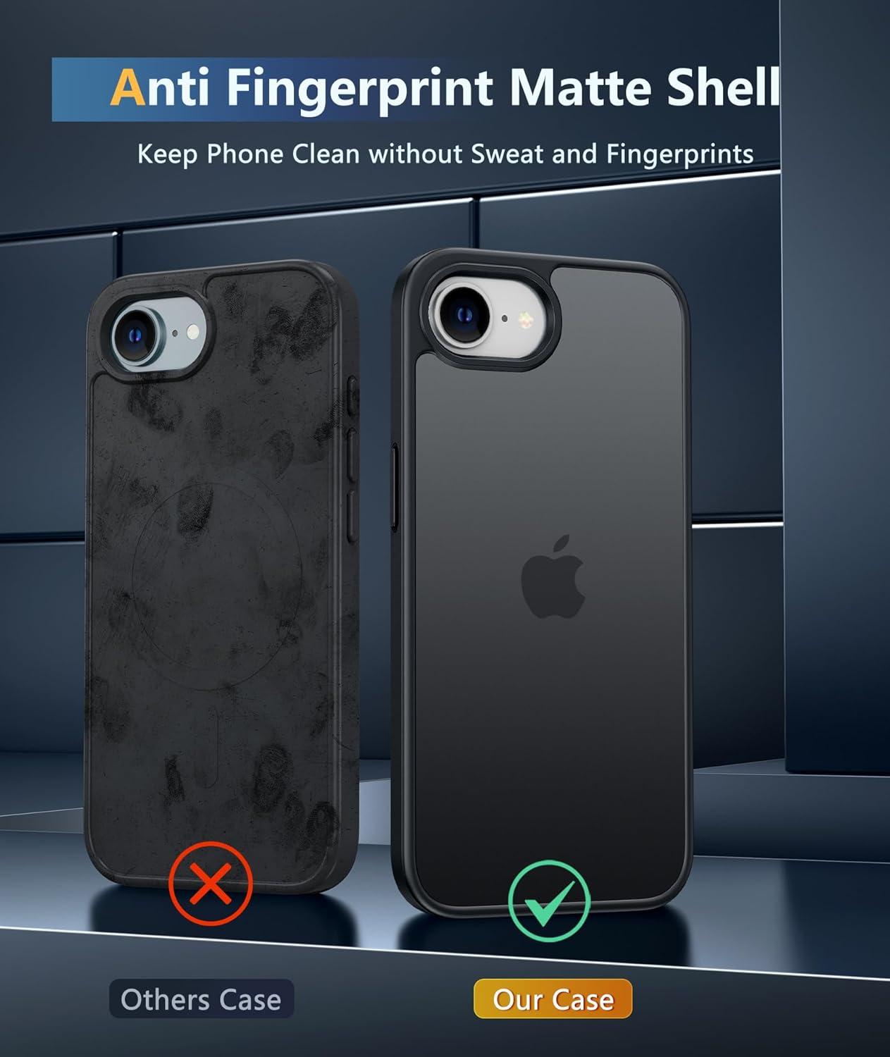 imageFNTCASE for iPhone 15 Pro Case Compatible with Magsafe Translucent Matte Magnetic Phone Cover Military Grade Drop Protection Shockproof Protective Cases BlackBlack Matte