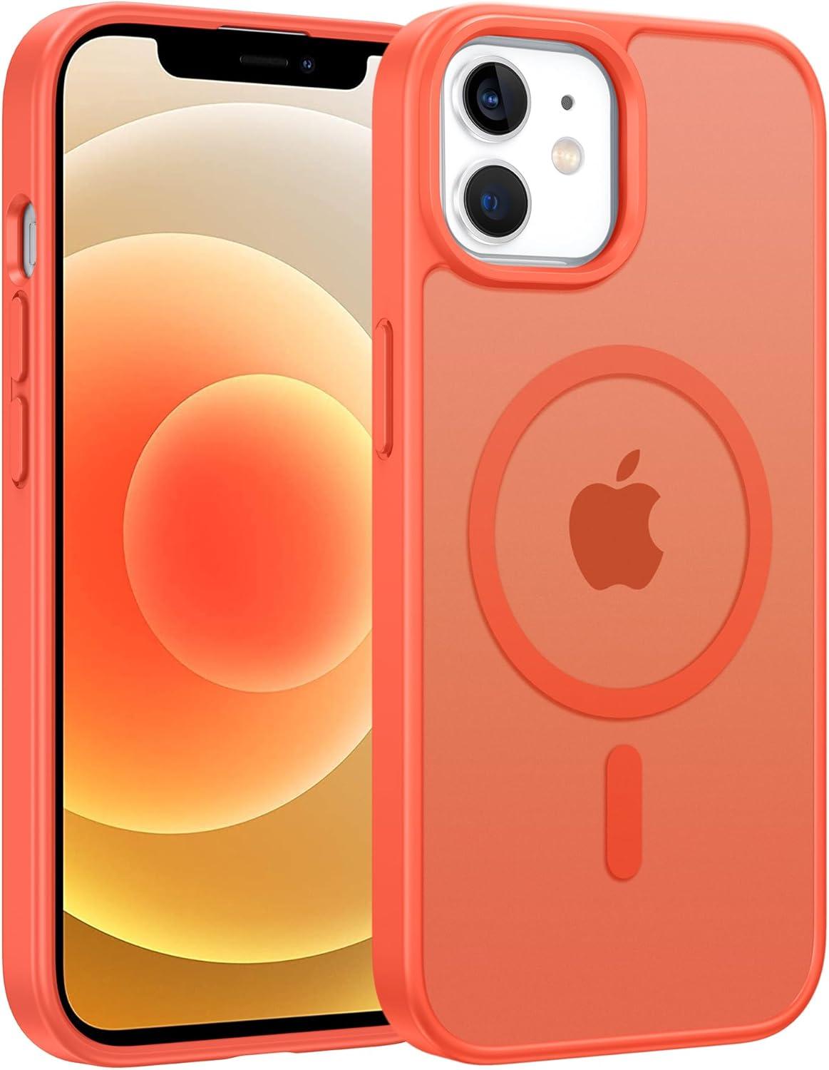 imageFNTCASE for iPhone 15 Pro Case Compatible with Magsafe Translucent Matte Magnetic Phone Cover Military Grade Drop Protection Shockproof Protective Cases BlackOrange