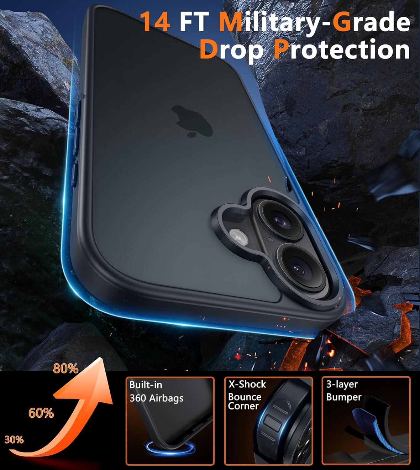 imageFNTCASE for iPhone 15 Pro Case Compatible with Magsafe Translucent Matte Magnetic Phone Cover Military Grade Drop Protection Shockproof Protective Cases BlackBlack Matte