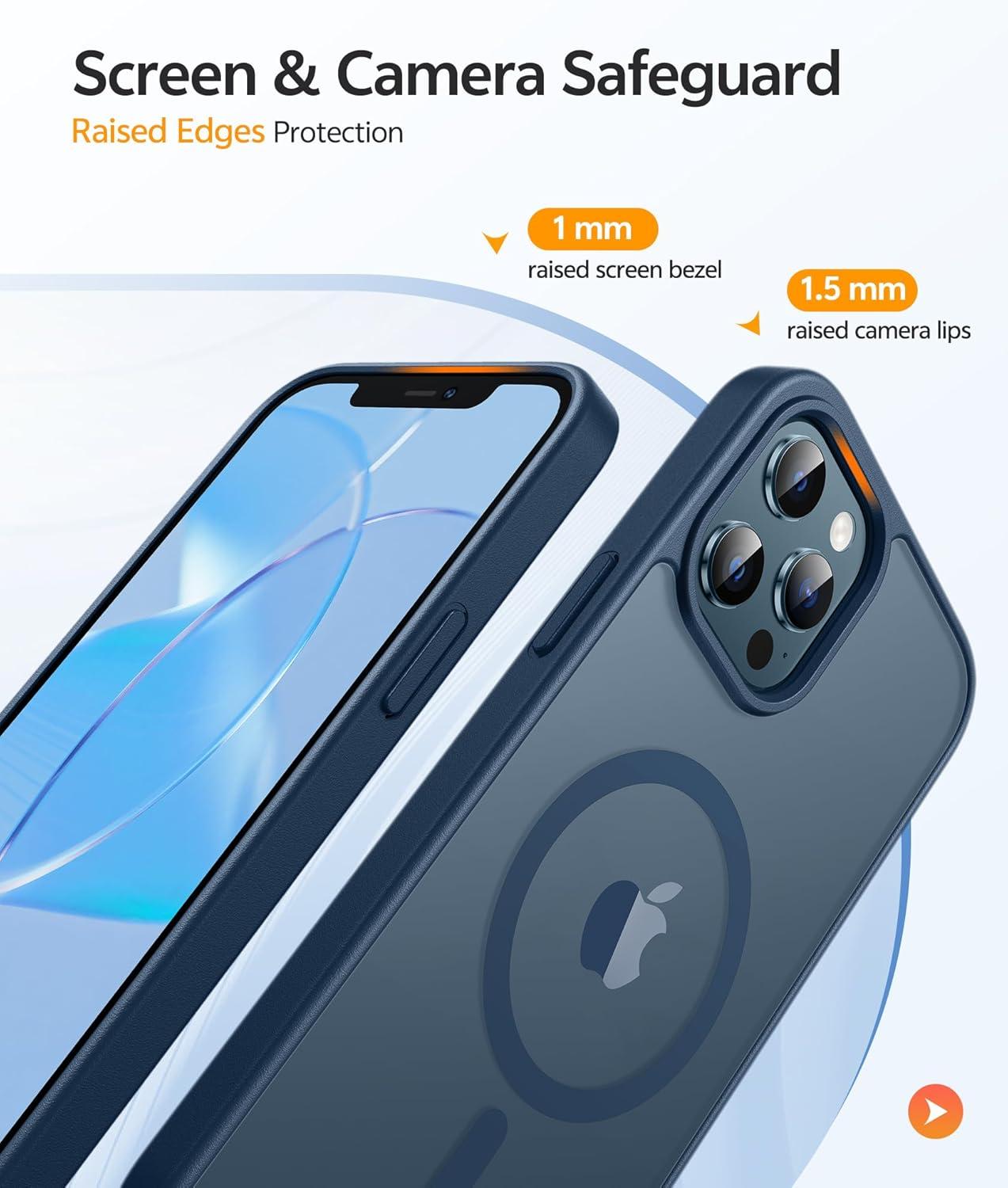 imageFNTCASE for iPhone 15 Pro Case Compatible with Magsafe Translucent Matte Magnetic Phone Cover Military Grade Drop Protection Shockproof Protective Cases BlackBlue