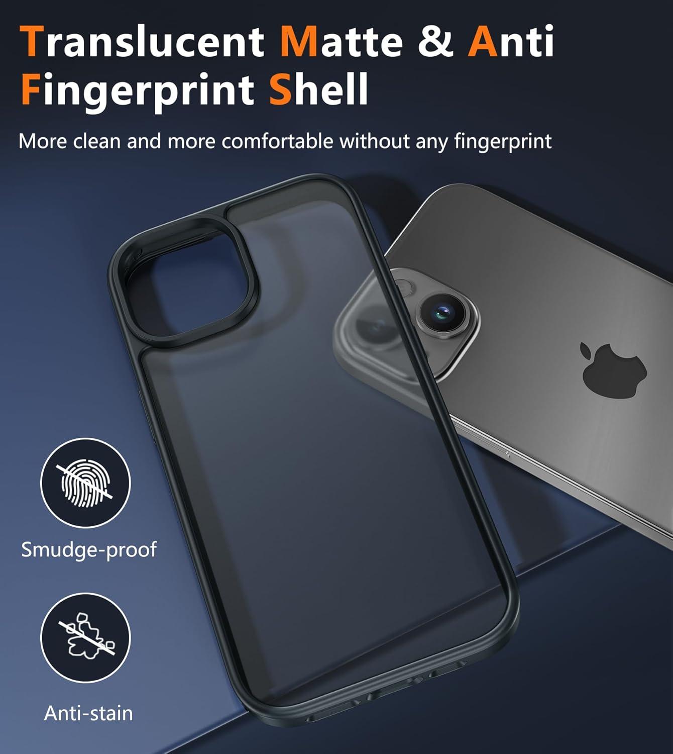 imageFNTCASE for iPhone 15 Pro Case Compatible with Magsafe Translucent Matte Magnetic Phone Cover Military Grade Drop Protection Shockproof Protective Cases BlackBlack Matte