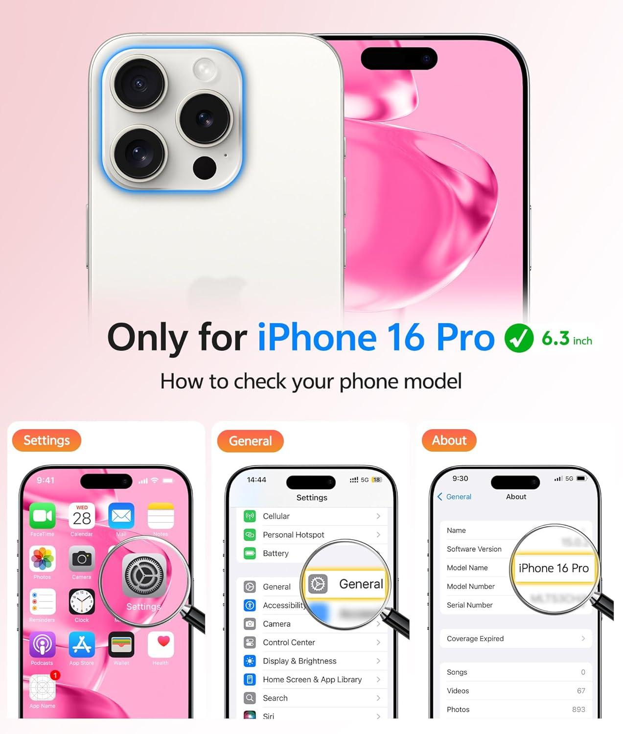 imageFNTCASE for iPhone 15 Pro Case Compatible with Magsafe Translucent Matte Magnetic Phone Cover Military Grade Drop Protection Shockproof Protective Cases BlackHot Pink
