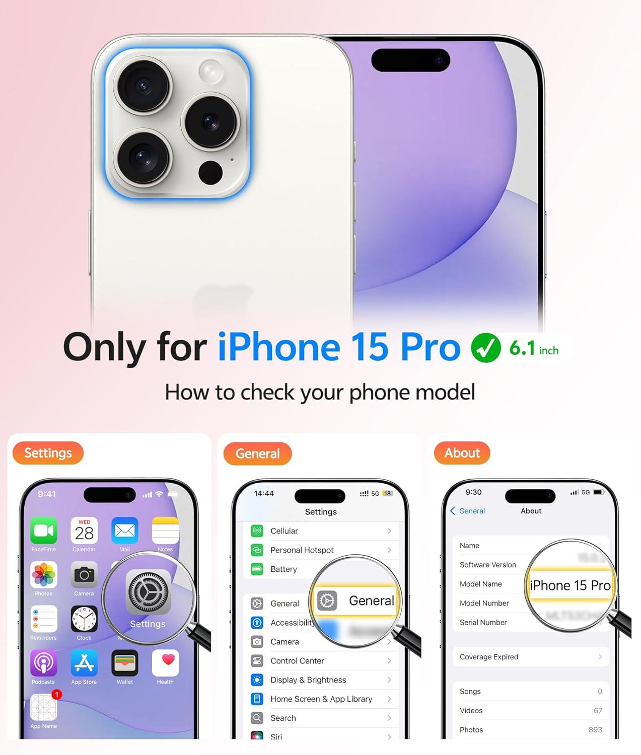 imageFNTCASE for iPhone 15 Pro Case Compatible with Magsafe Translucent Matte Magnetic Phone Cover Military Grade Drop Protection Shockproof Protective Cases BlackLight Purple