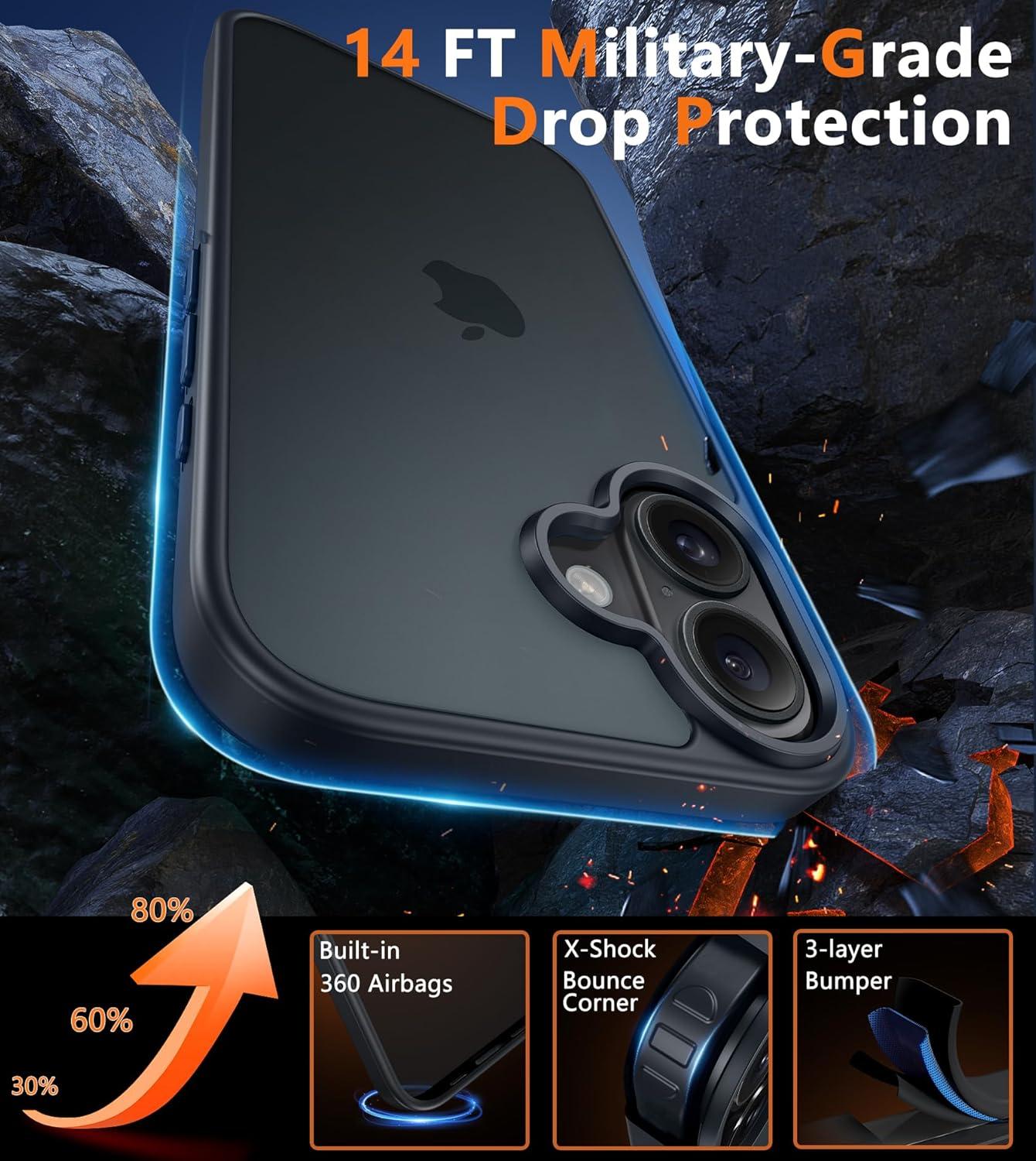 imageFNTCASE for iPhone 15 Pro Case Compatible with Magsafe Translucent Matte Magnetic Phone Cover Military Grade Drop Protection Shockproof Protective Cases BlackBlack Matte