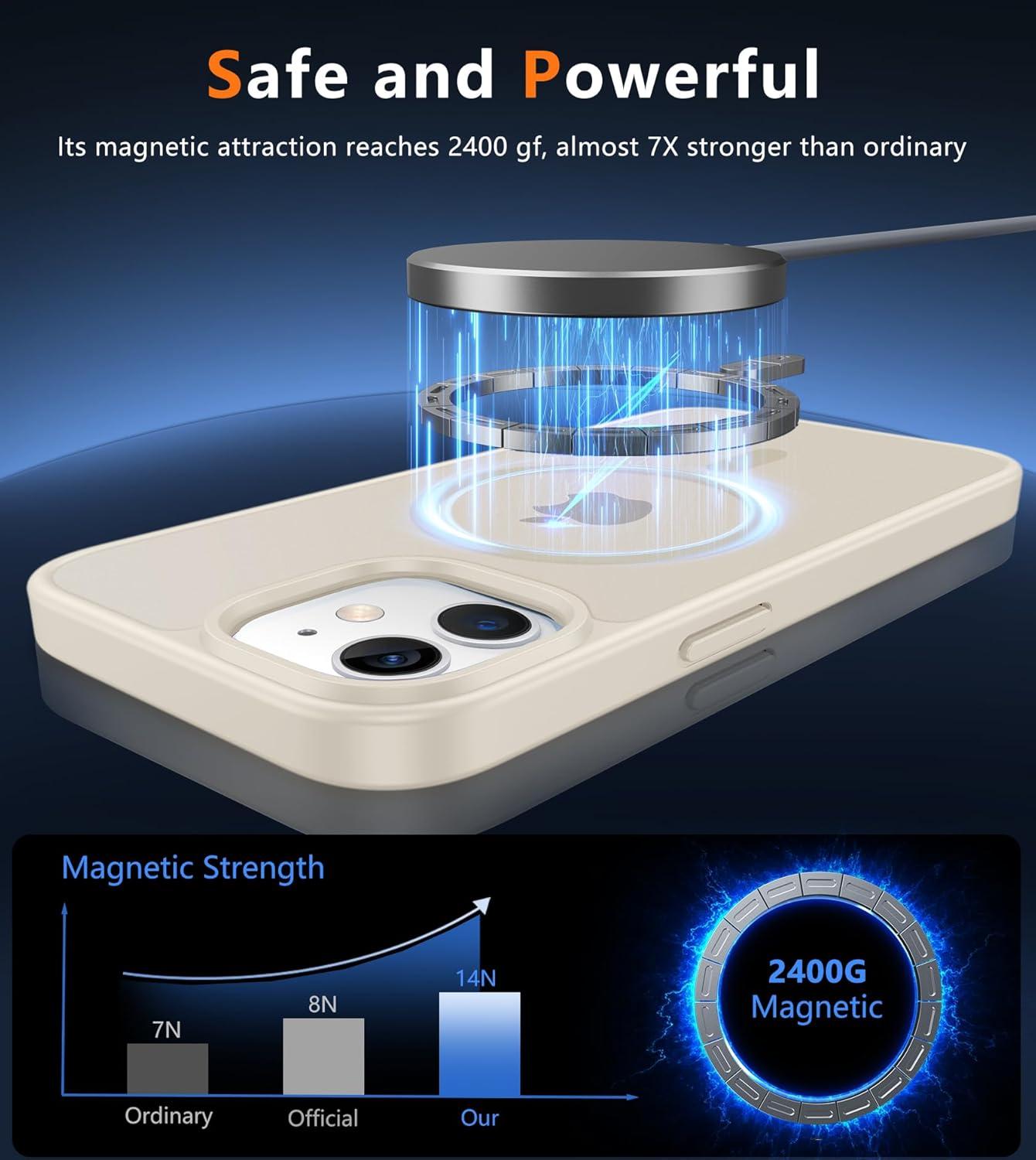 imageFNTCASE for iPhone 15 Pro Case Compatible with Magsafe Translucent Matte Magnetic Phone Cover Military Grade Drop Protection Shockproof Protective Cases BlackOff White