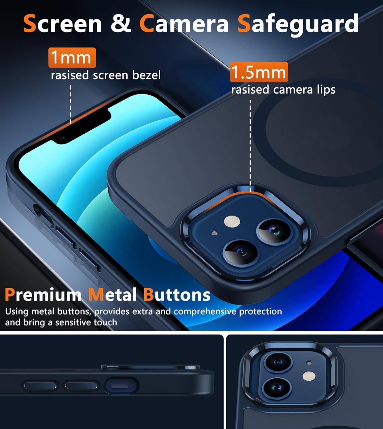 imageFNTCASE for iPhone 15 Pro Case Compatible with Magsafe Translucent Matte Magnetic Phone Cover Military Grade Drop Protection Shockproof Protective Cases BlackBlue