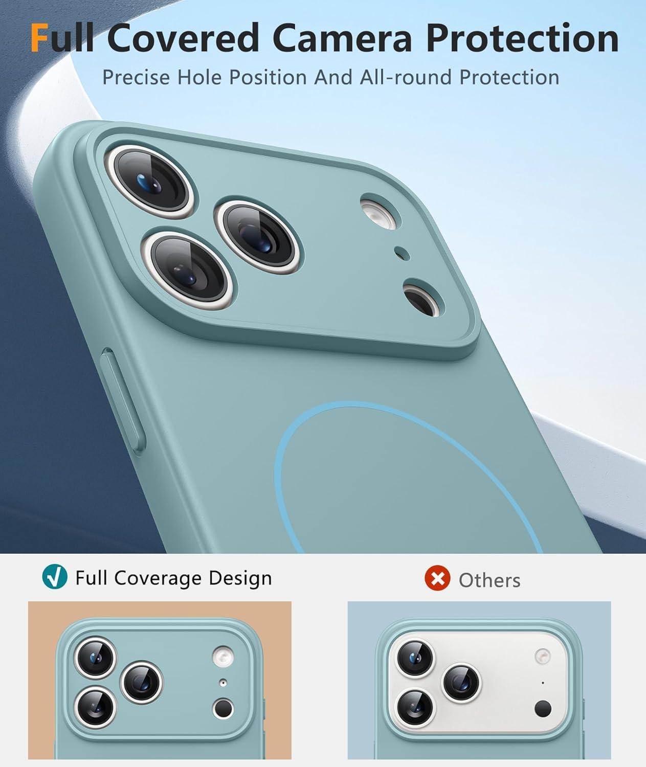 imageFNTCASE for iPhone 15 Pro Case Compatible with Magsafe Translucent Matte Magnetic Phone Cover Military Grade Drop Protection Shockproof Protective Cases BlackFull Blue