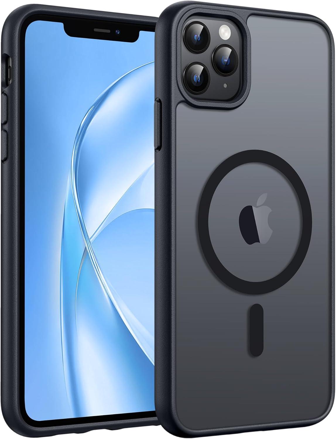 imageFNTCASE for iPhone 15 Pro Case Compatible with Magsafe Translucent Matte Magnetic Phone Cover Military Grade Drop Protection Shockproof Protective Cases BlackBlack