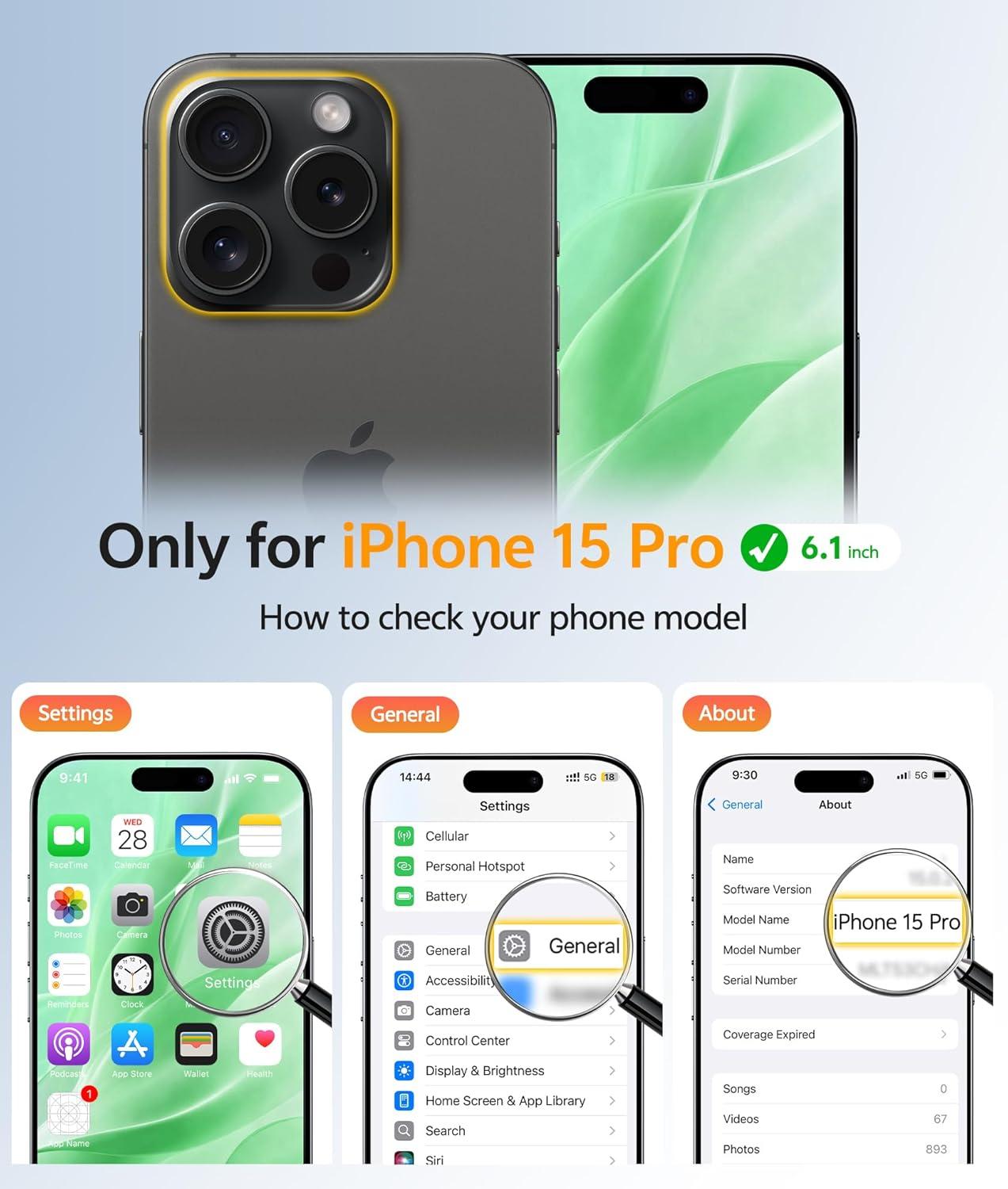 imageFNTCASE for iPhone 15 Pro Case Compatible with Magsafe Translucent Matte Magnetic Phone Cover Military Grade Drop Protection Shockproof Protective Cases BlackGreen