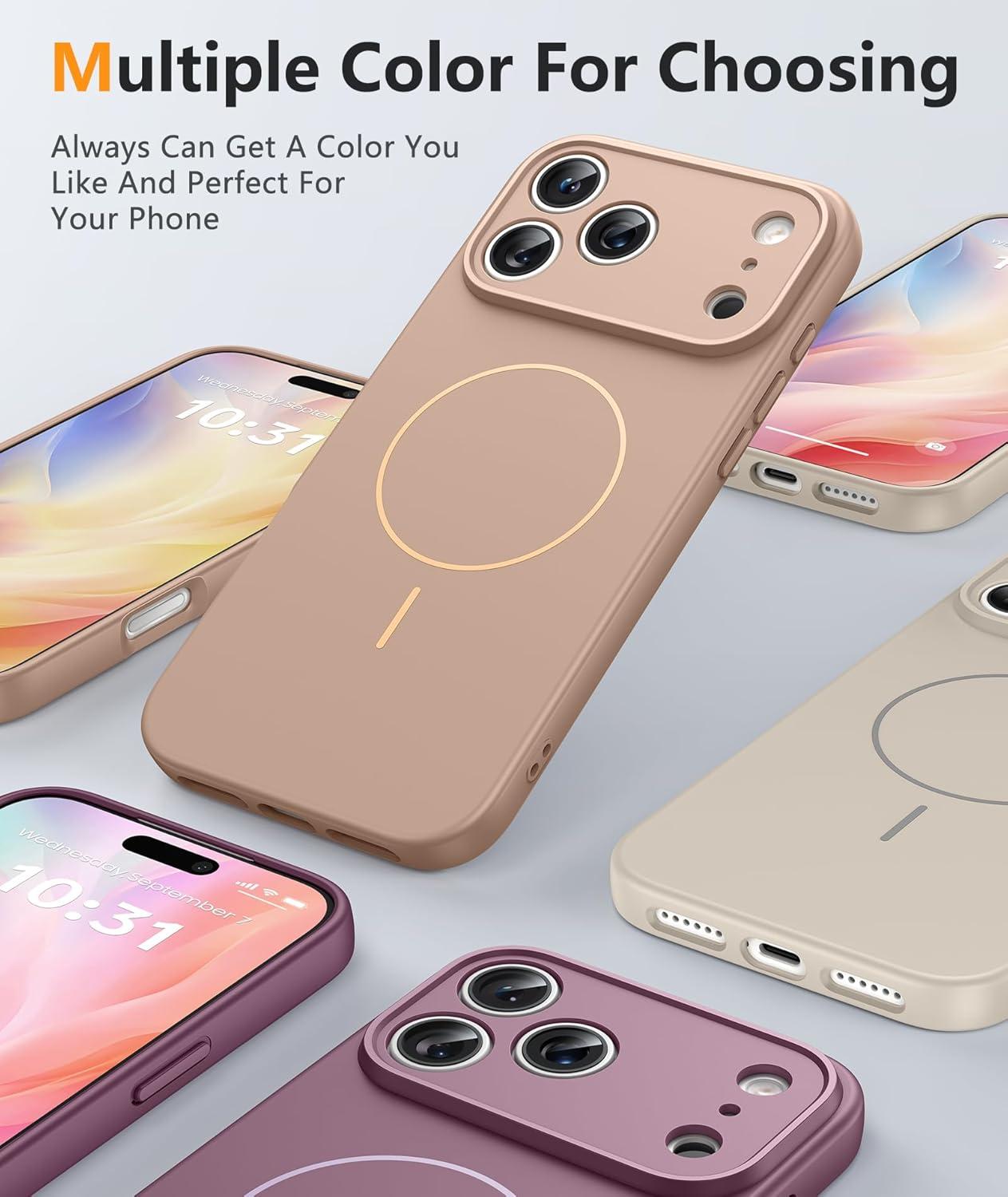imageFNTCASE for iPhone 15 Pro Case Compatible with Magsafe Translucent Matte Magnetic Phone Cover Military Grade Drop Protection Shockproof Protective Cases BlackFull Gold