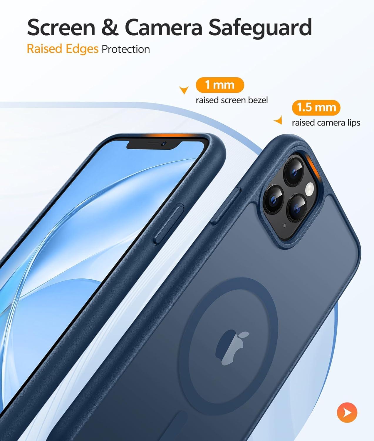 imageFNTCASE for iPhone 15 Pro Case Compatible with Magsafe Translucent Matte Magnetic Phone Cover Military Grade Drop Protection Shockproof Protective Cases BlackBlue