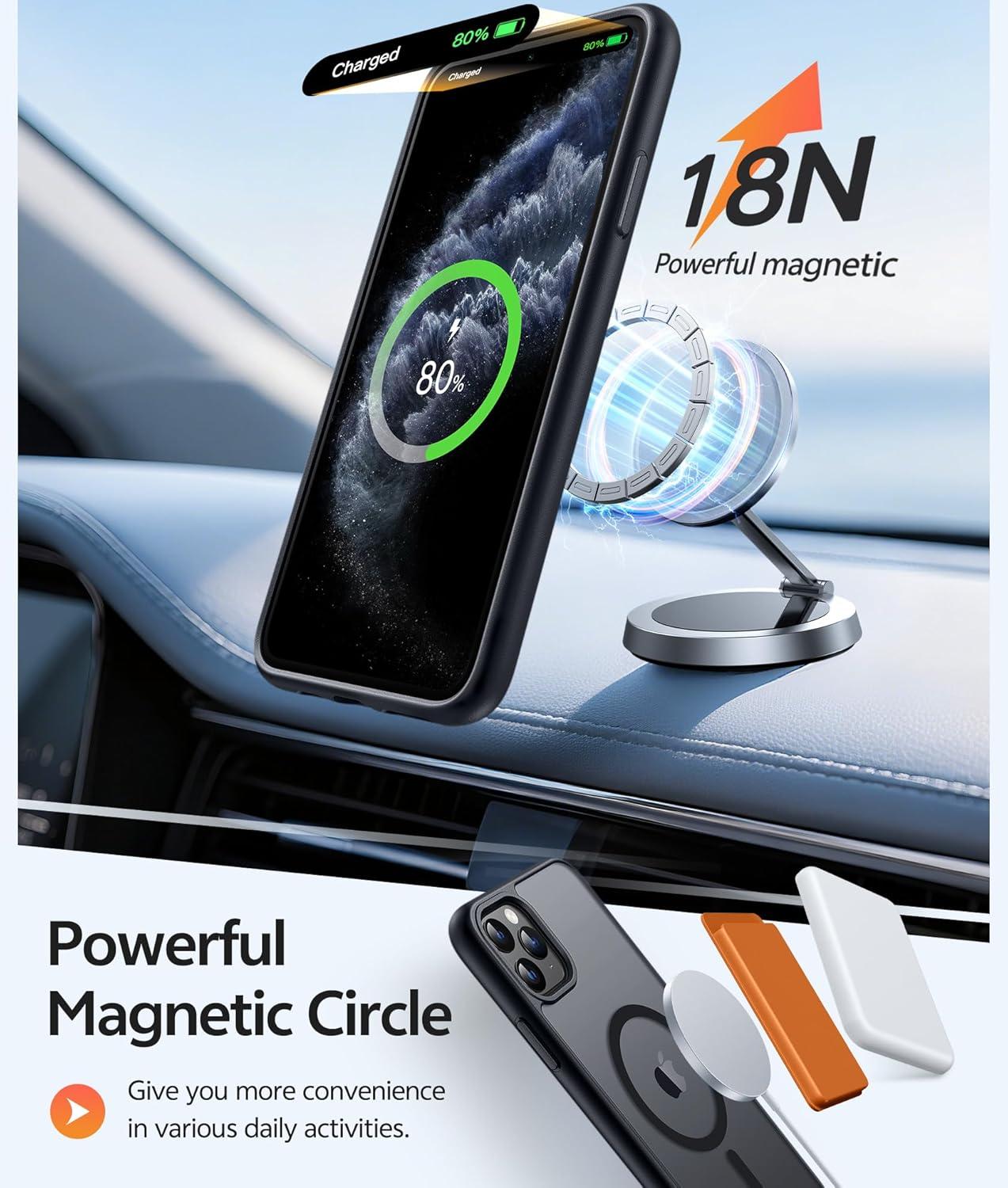 imageFNTCASE for iPhone 15 Pro Case Compatible with Magsafe Translucent Matte Magnetic Phone Cover Military Grade Drop Protection Shockproof Protective Cases BlackBlack
