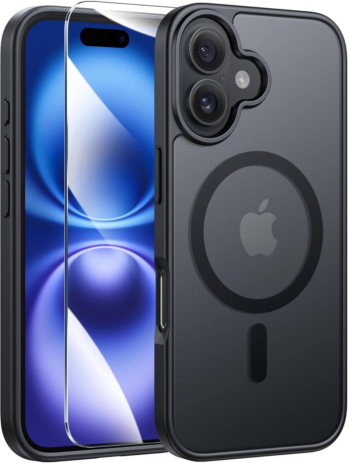 imageFNTCASE for iPhone 15 Pro Case Compatible with Magsafe Translucent Matte Magnetic Phone Cover Military Grade Drop Protection Shockproof Protective Cases BlackBlack