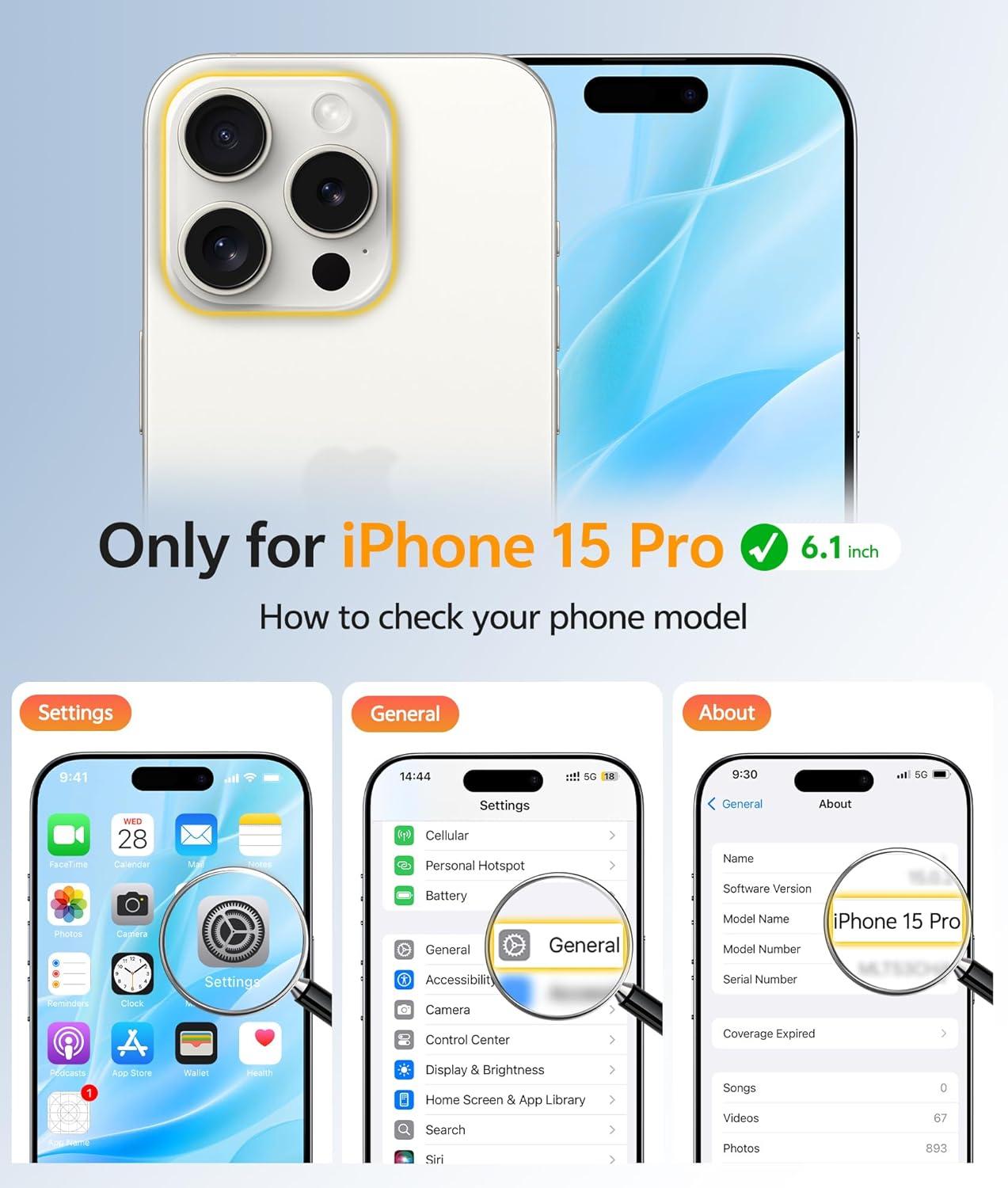 imageFNTCASE for iPhone 15 Pro Case Compatible with Magsafe Translucent Matte Magnetic Phone Cover Military Grade Drop Protection Shockproof Protective Cases BlackLight Blue