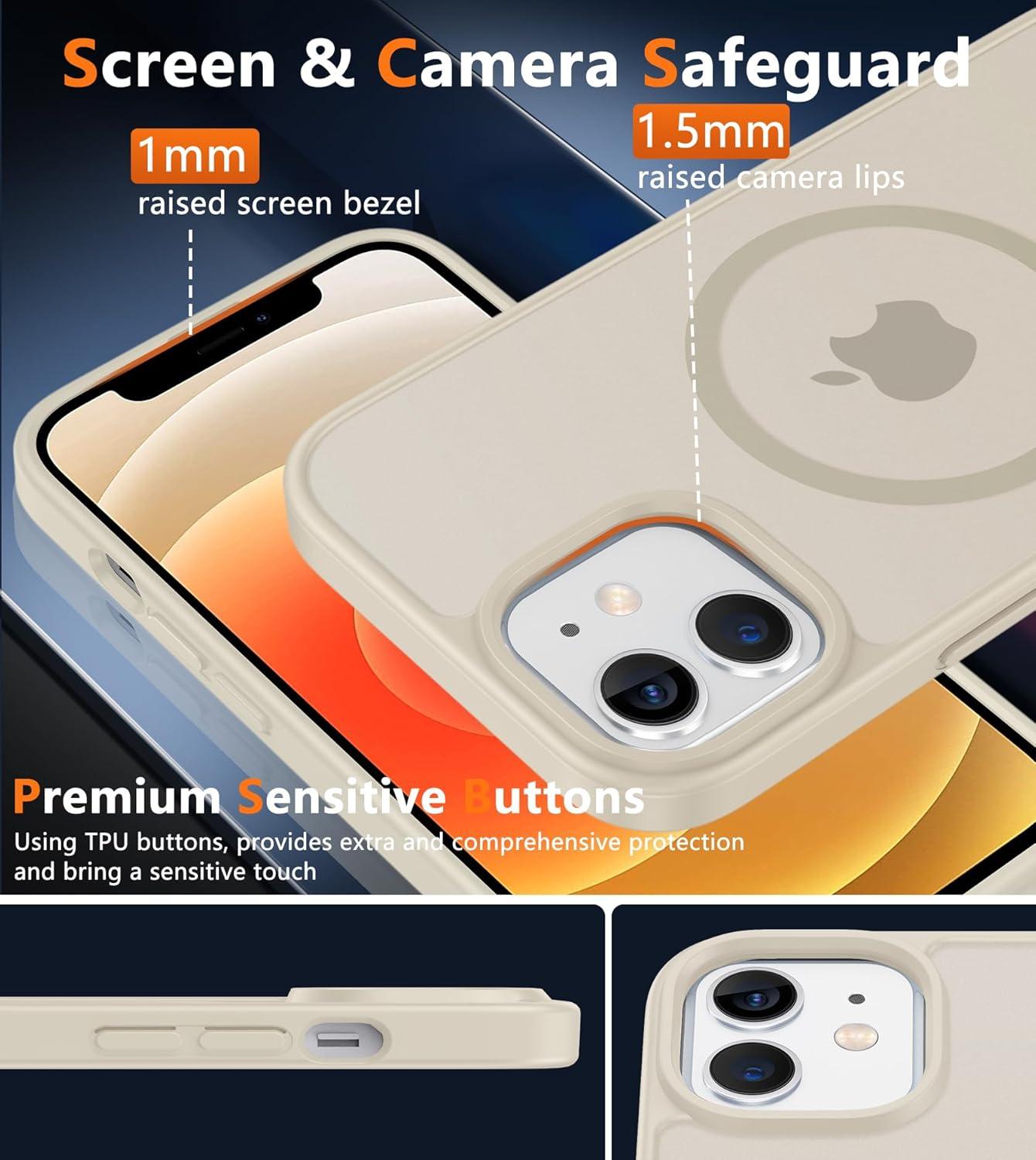 imageFNTCASE for iPhone 15 Pro Case Compatible with Magsafe Translucent Matte Magnetic Phone Cover Military Grade Drop Protection Shockproof Protective Cases BlackOff White