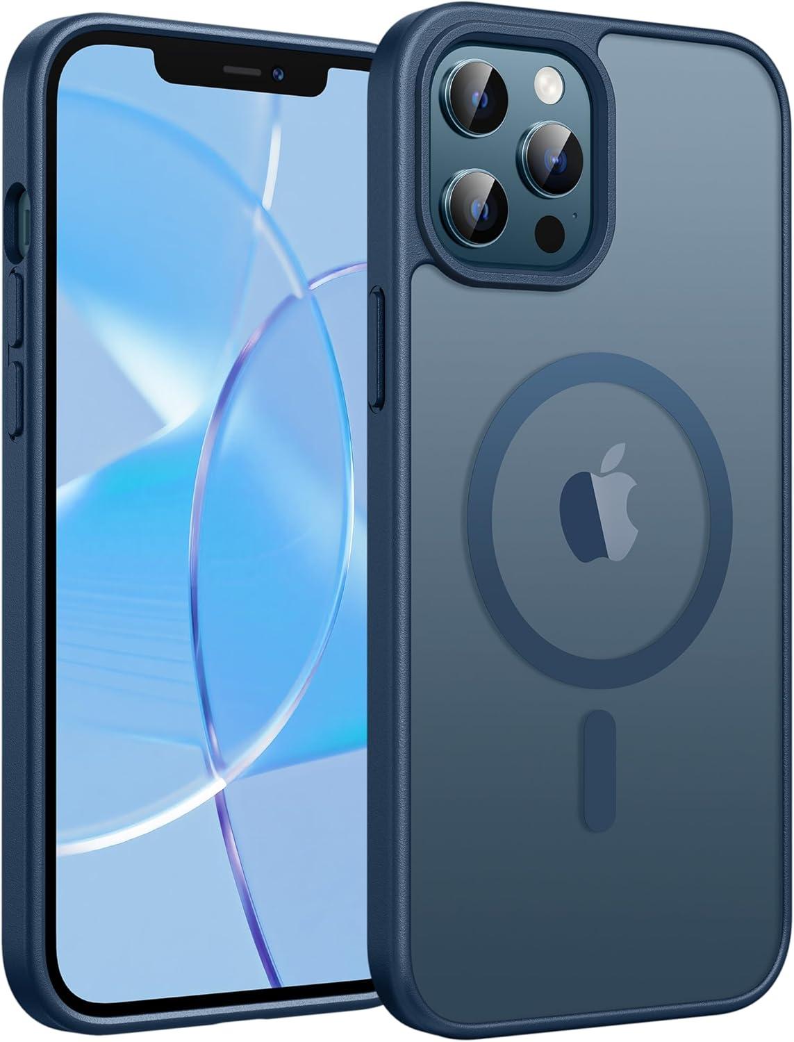 imageFNTCASE for iPhone 15 Pro Case Compatible with Magsafe Translucent Matte Magnetic Phone Cover Military Grade Drop Protection Shockproof Protective Cases BlackBlue
