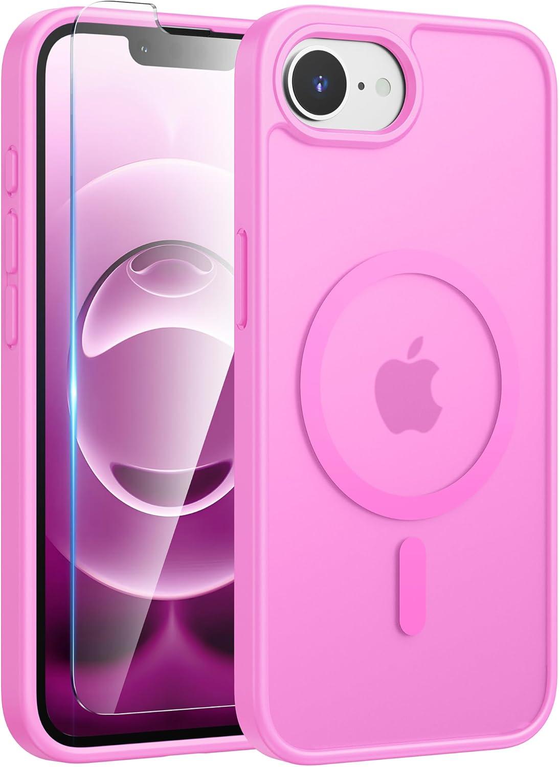 imageFNTCASE for iPhone 15 Pro Case Compatible with Magsafe Translucent Matte Magnetic Phone Cover Military Grade Drop Protection Shockproof Protective Cases BlackPink