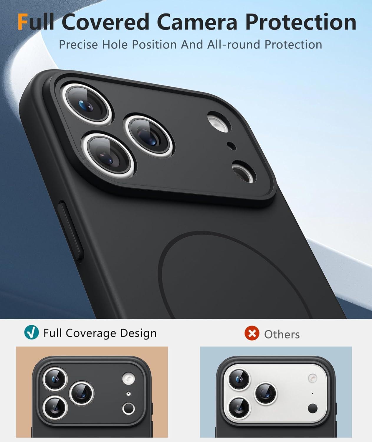imageFNTCASE for iPhone 15 Pro Case Compatible with Magsafe Translucent Matte Magnetic Phone Cover Military Grade Drop Protection Shockproof Protective Cases BlackFull Black
