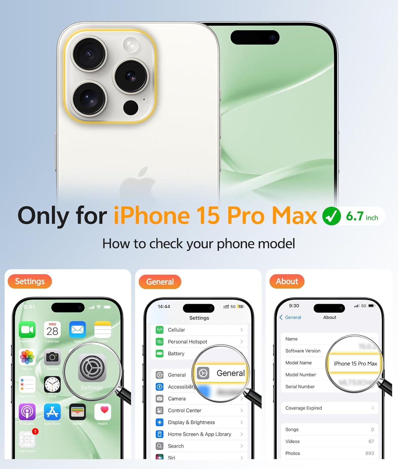 imageFNTCASE for iPhone 15 Pro Case Compatible with Magsafe Translucent Matte Magnetic Phone Cover Military Grade Drop Protection Shockproof Protective Cases BlackLight Moss