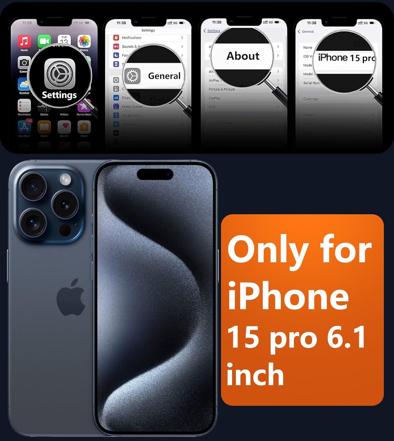 imageFNTCASE for iPhone 15 Pro Case Compatible with Magsafe Translucent Matte Magnetic Phone Cover Military Grade Drop Protection Shockproof Protective Cases BlackPurple