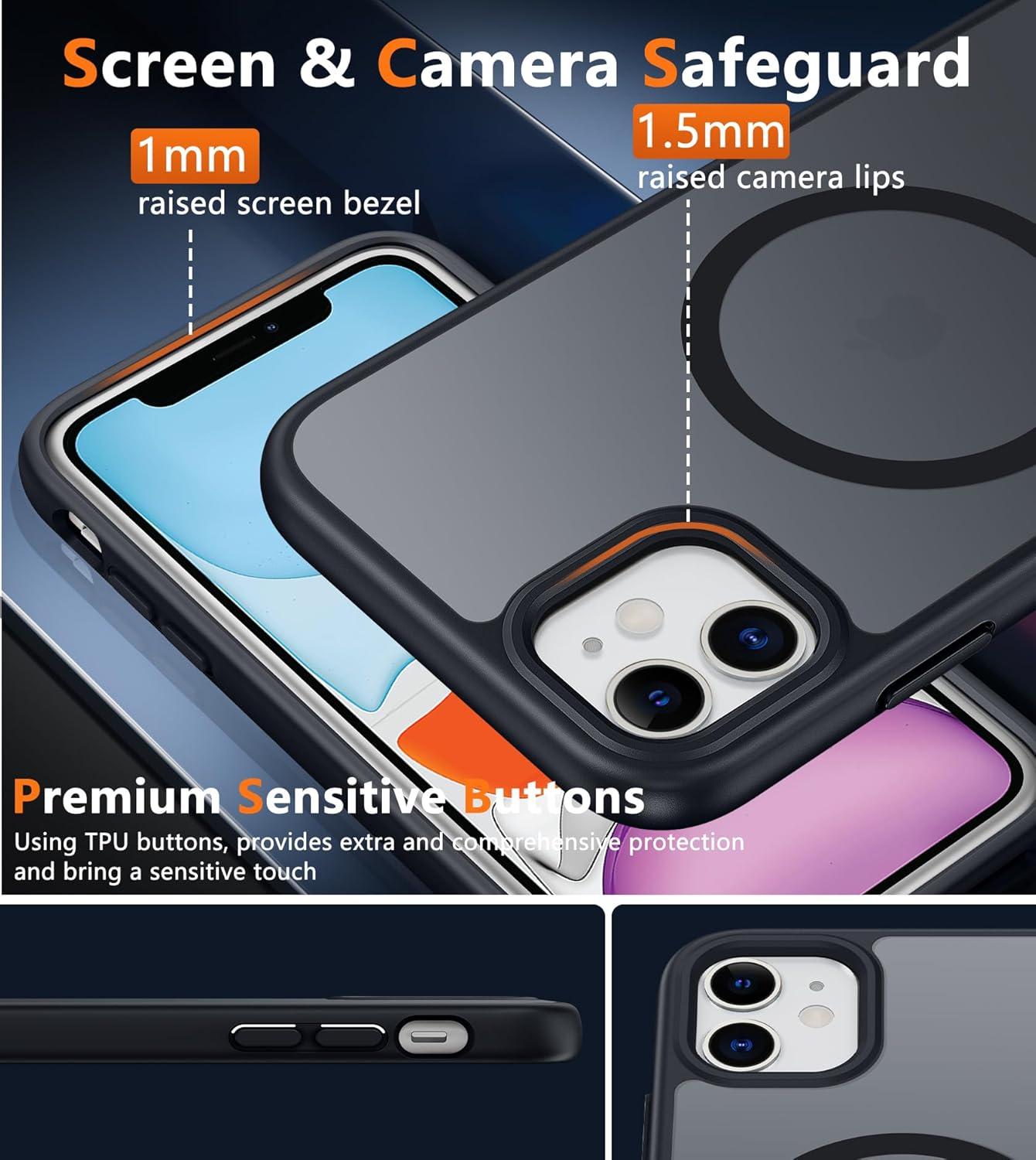 imageFNTCASE for iPhone 15 Pro Case Compatible with Magsafe Translucent Matte Magnetic Phone Cover Military Grade Drop Protection Shockproof Protective Cases BlackBlack