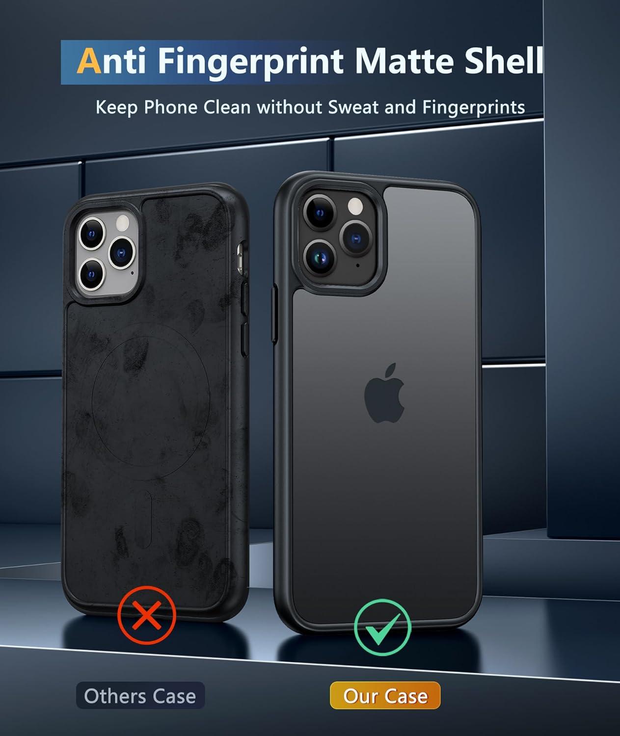imageFNTCASE for iPhone 15 Pro Case Compatible with Magsafe Translucent Matte Magnetic Phone Cover Military Grade Drop Protection Shockproof Protective Cases BlackBlack Matte