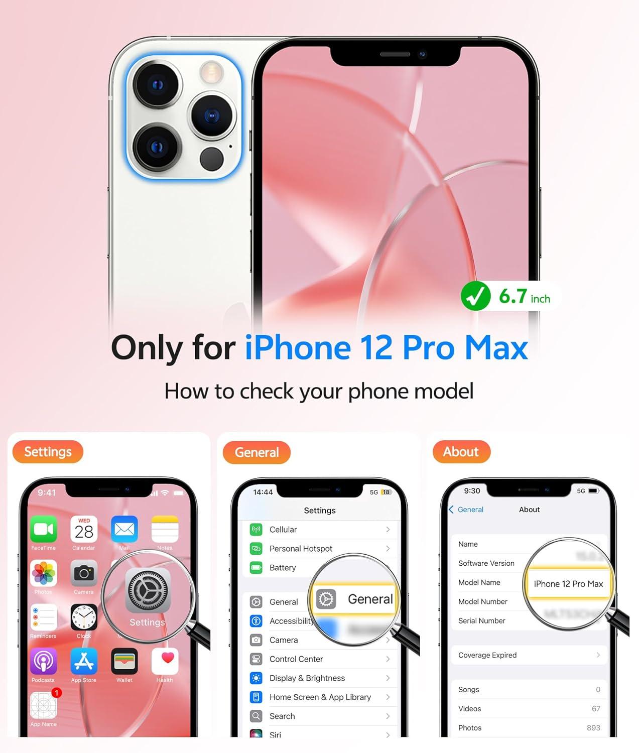 imageFNTCASE for iPhone 15 Pro Case Compatible with Magsafe Translucent Matte Magnetic Phone Cover Military Grade Drop Protection Shockproof Protective Cases BlackLight Pink