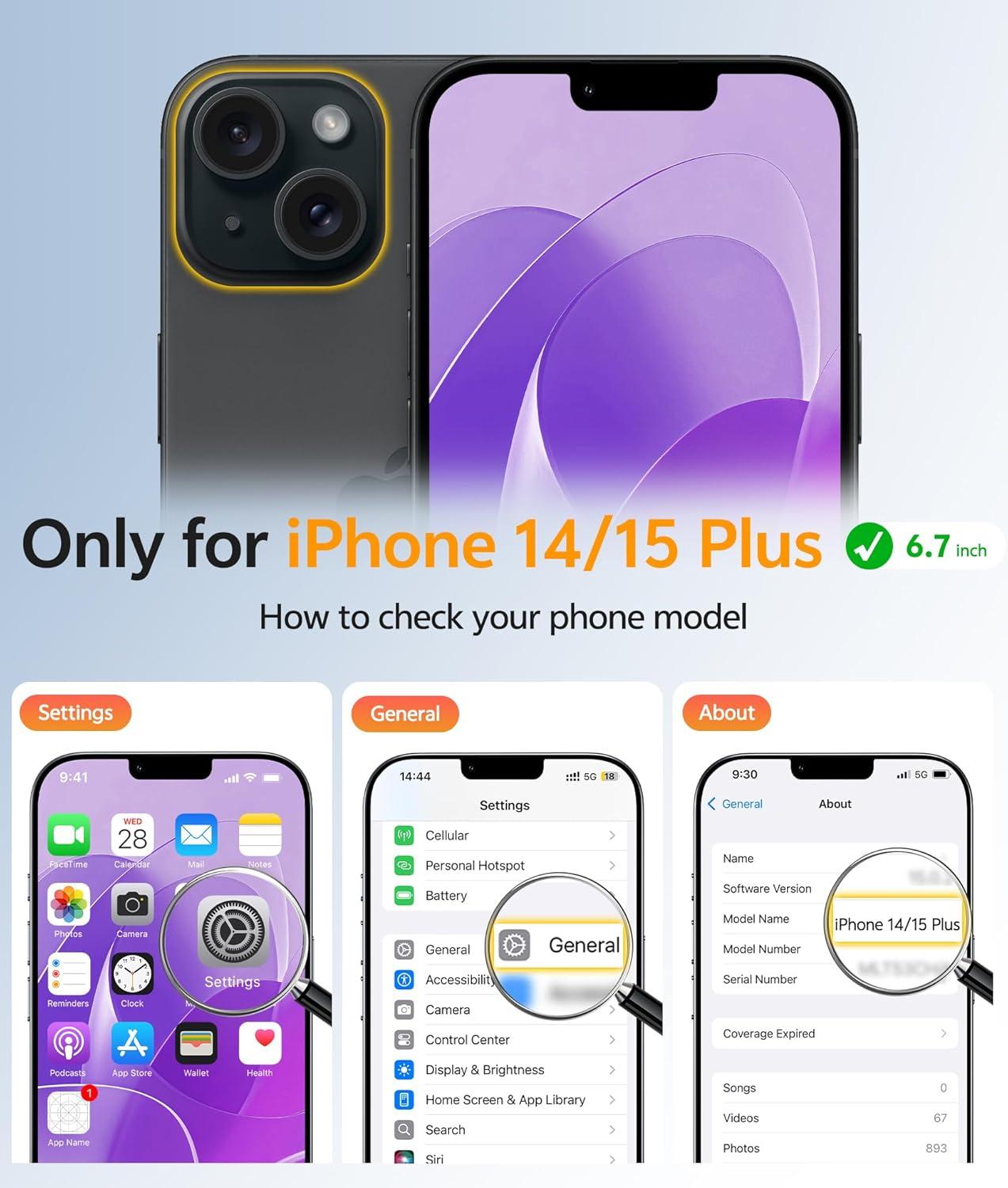 imageFNTCASE for iPhone 15 Pro Case Compatible with Magsafe Translucent Matte Magnetic Phone Cover Military Grade Drop Protection Shockproof Protective Cases BlackPurple