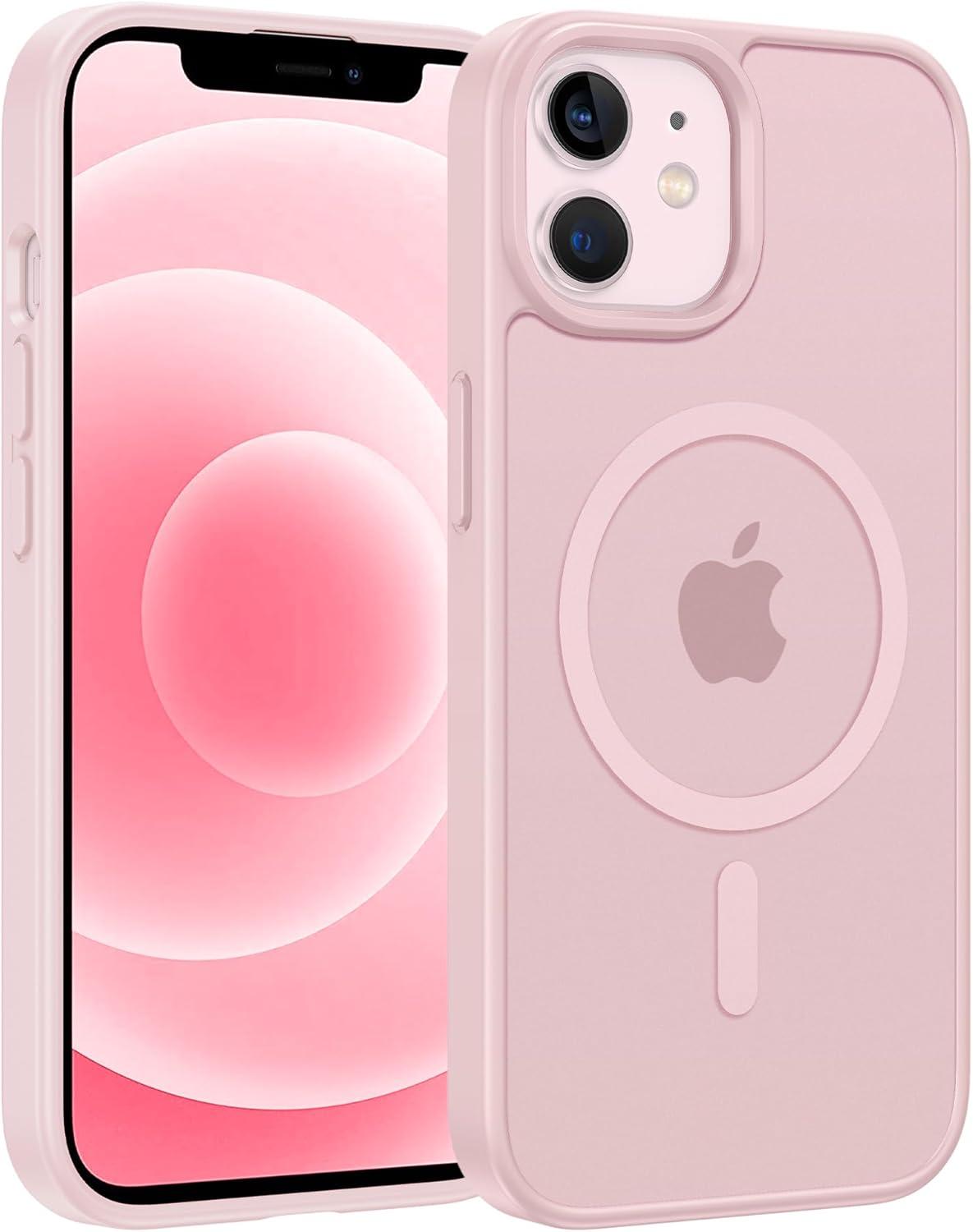 imageFNTCASE for iPhone 15 Pro Case Compatible with Magsafe Translucent Matte Magnetic Phone Cover Military Grade Drop Protection Shockproof Protective Cases BlackLight Pink