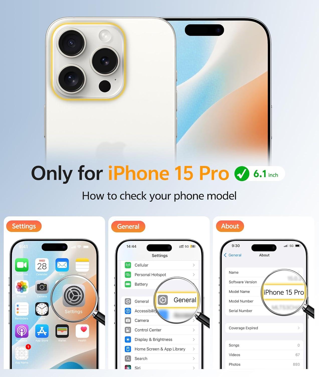 imageFNTCASE for iPhone 15 Pro Case Compatible with Magsafe Translucent Matte Magnetic Phone Cover Military Grade Drop Protection Shockproof Protective Cases BlackGray