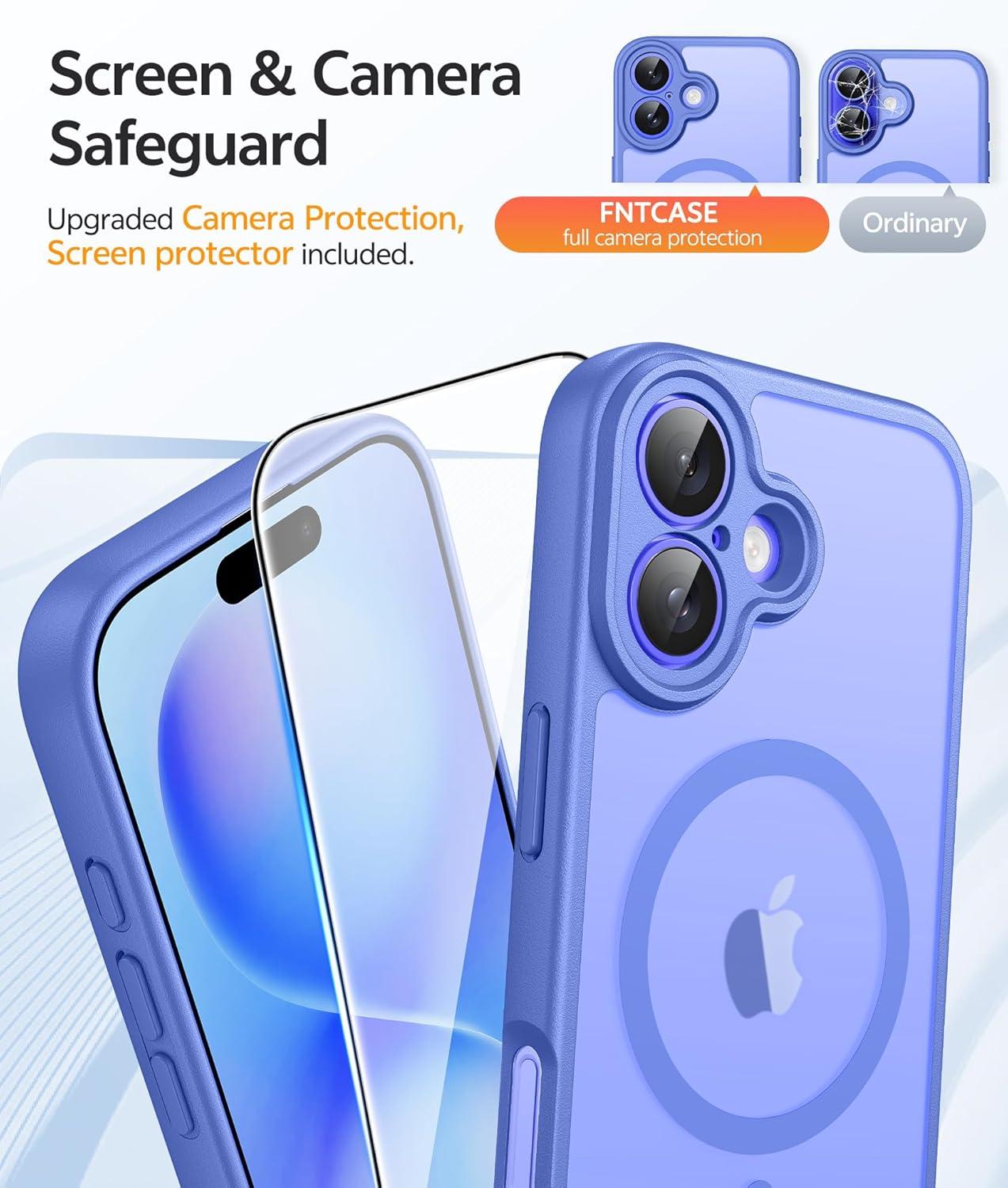 imageFNTCASE for iPhone 15 Pro Case Compatible with Magsafe Translucent Matte Magnetic Phone Cover Military Grade Drop Protection Shockproof Protective Cases BlackUltramarine