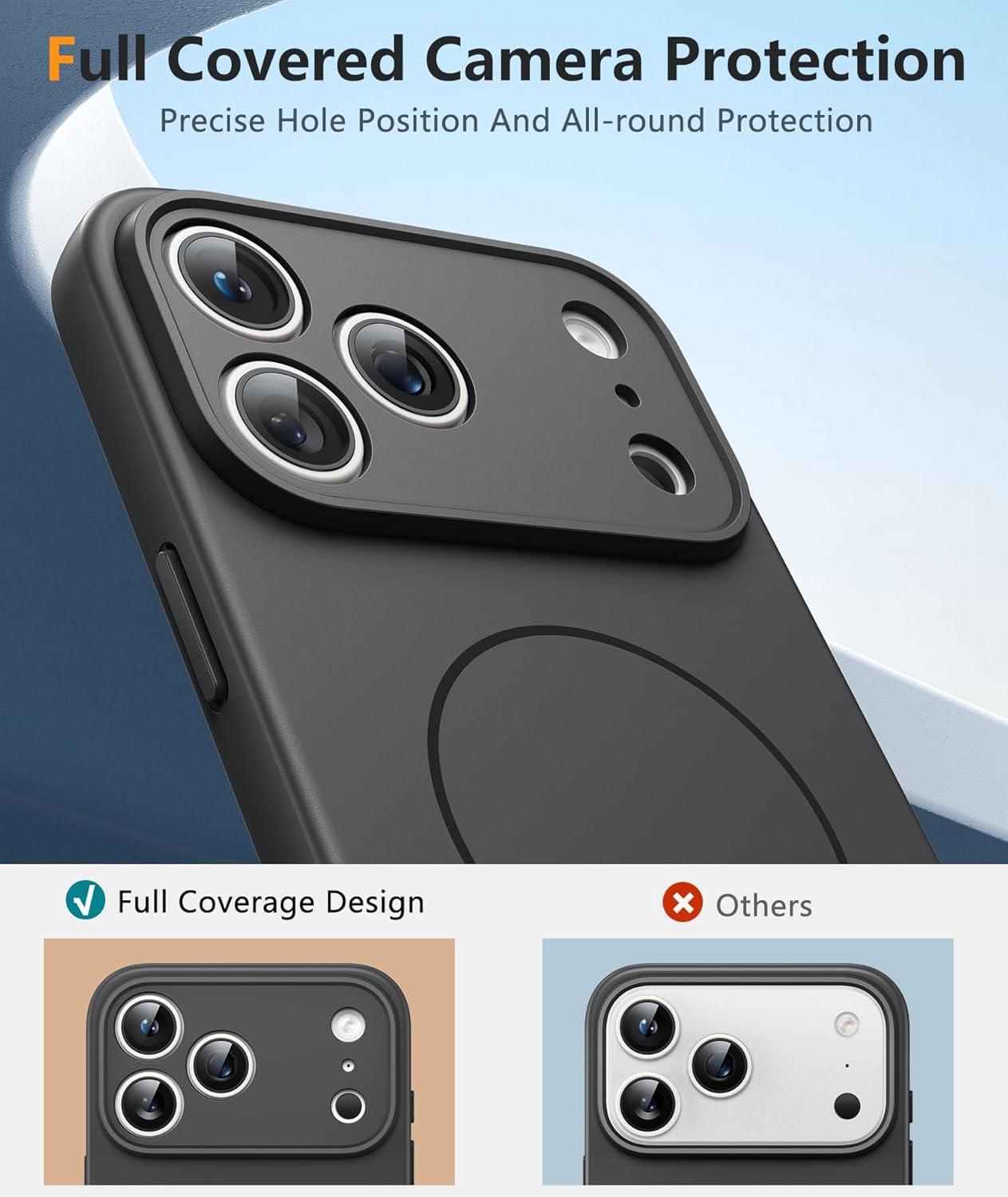 imageFNTCASE for iPhone 15 Pro Case Compatible with Magsafe Translucent Matte Magnetic Phone Cover Military Grade Drop Protection Shockproof Protective Cases BlackFull Gray