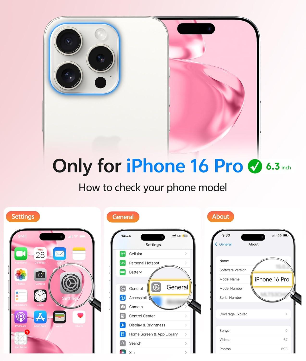 imageFNTCASE for iPhone 15 Pro Case Compatible with Magsafe Translucent Matte Magnetic Phone Cover Military Grade Drop Protection Shockproof Protective Cases BlackLight Pink