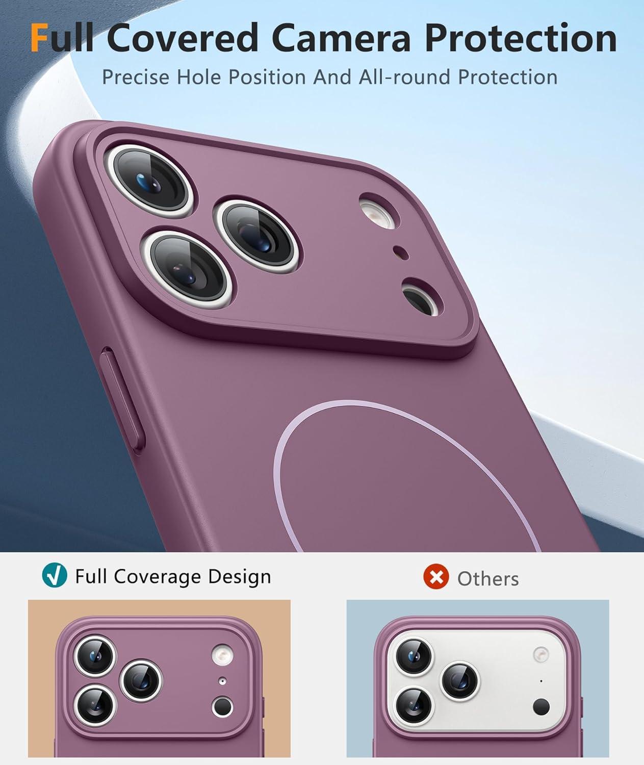 imageFNTCASE for iPhone 15 Pro Case Compatible with Magsafe Translucent Matte Magnetic Phone Cover Military Grade Drop Protection Shockproof Protective Cases BlackFull Purple