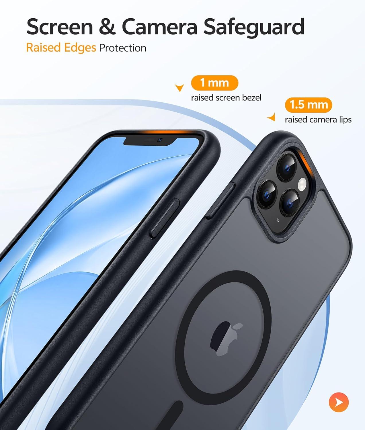 imageFNTCASE for iPhone 15 Pro Case Compatible with Magsafe Translucent Matte Magnetic Phone Cover Military Grade Drop Protection Shockproof Protective Cases BlackBlack