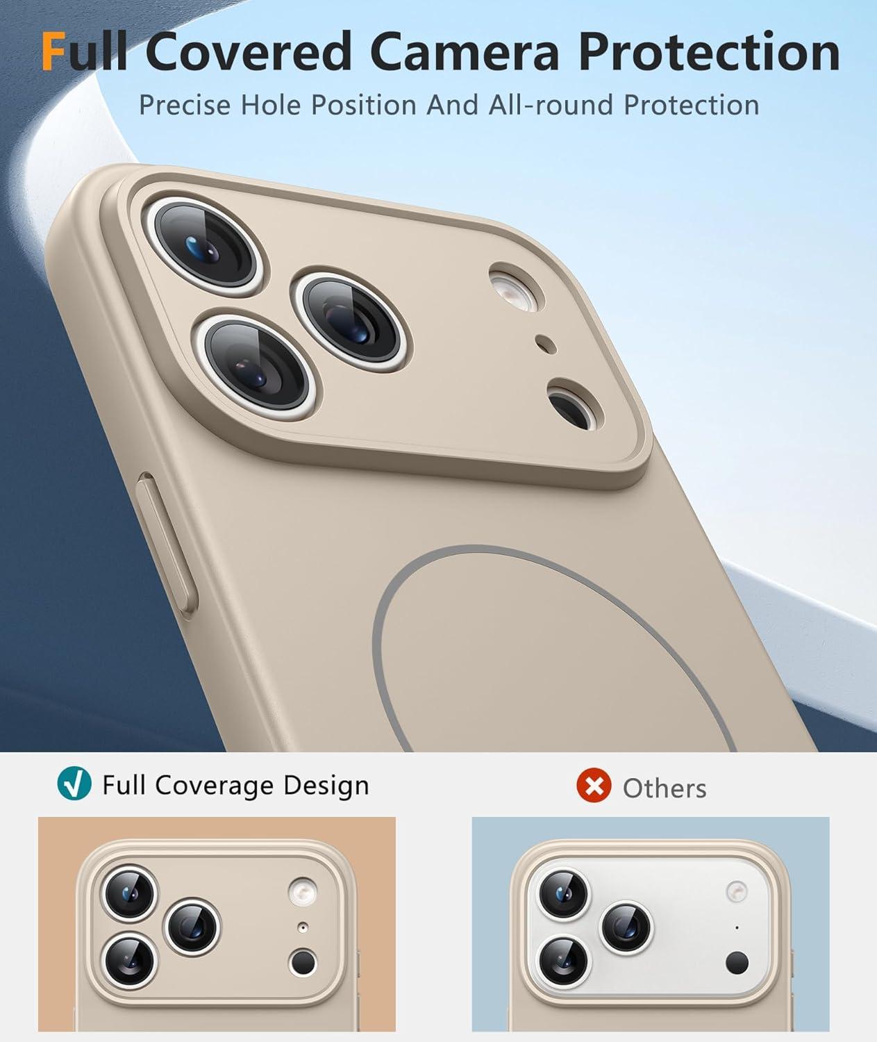 imageFNTCASE for iPhone 15 Pro Case Compatible with Magsafe Translucent Matte Magnetic Phone Cover Military Grade Drop Protection Shockproof Protective Cases BlackFull White