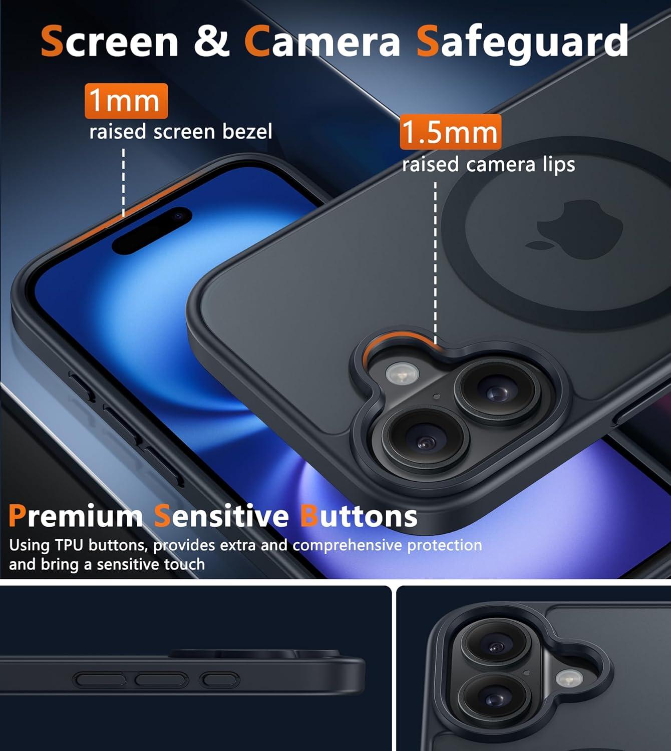 imageFNTCASE for iPhone 15 Pro Case Compatible with Magsafe Translucent Matte Magnetic Phone Cover Military Grade Drop Protection Shockproof Protective Cases BlackBlack