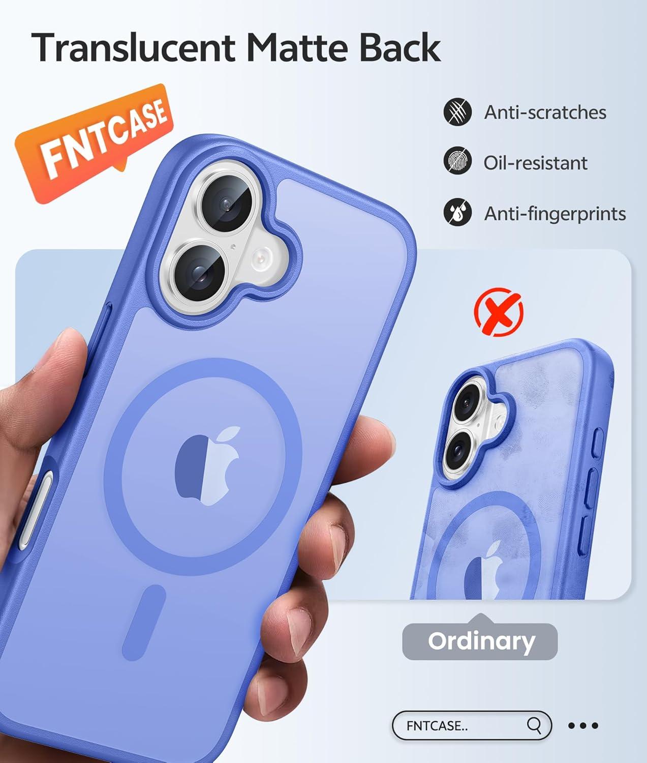 imageFNTCASE for iPhone 15 Pro Case Compatible with Magsafe Translucent Matte Magnetic Phone Cover Military Grade Drop Protection Shockproof Protective Cases BlackUltramarine